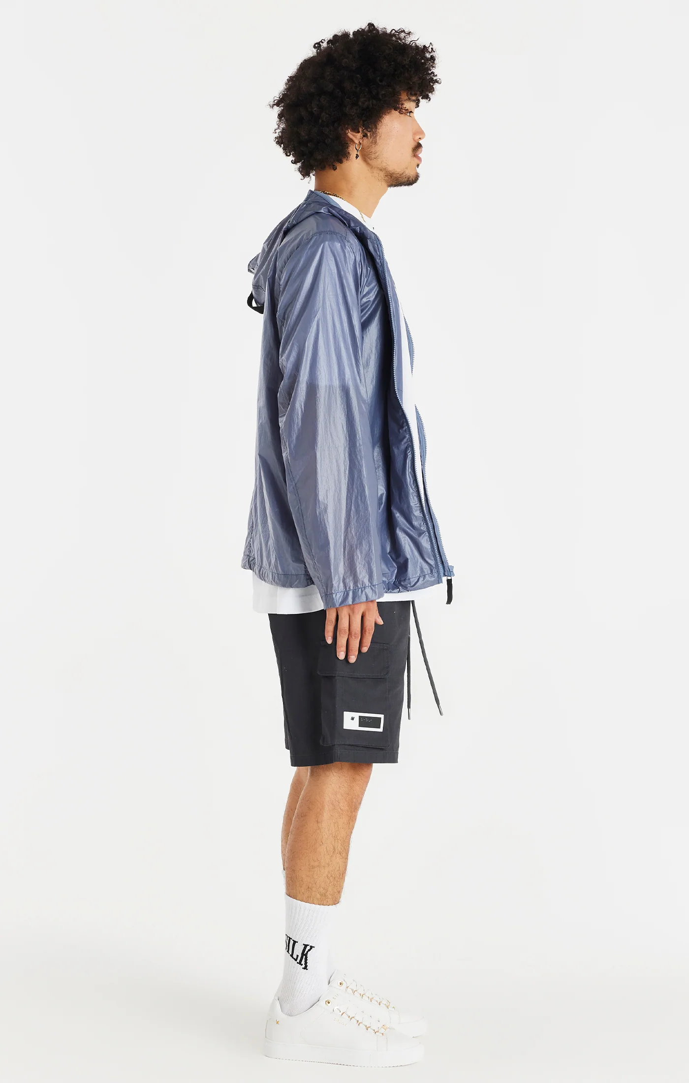 SikSilk Packaway Nylon Zip Through Jacket - Navy - Image 2