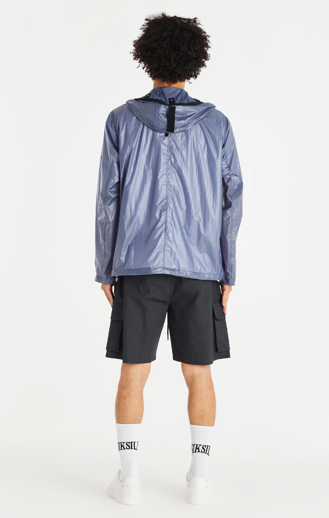 SikSilk Packaway Nylon Zip Through Jacket - Navy - Image 3