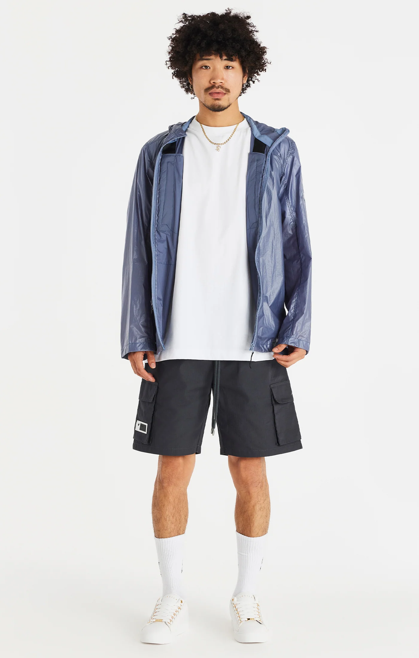 SikSilk Packaway Nylon Zip Through Jacket - Navy - Image 4