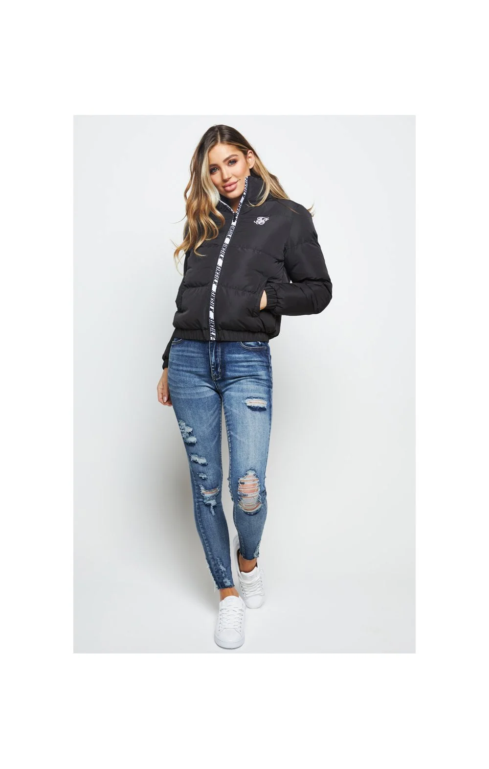 SikSilk Padded Crop Jacket - Black - Image 3