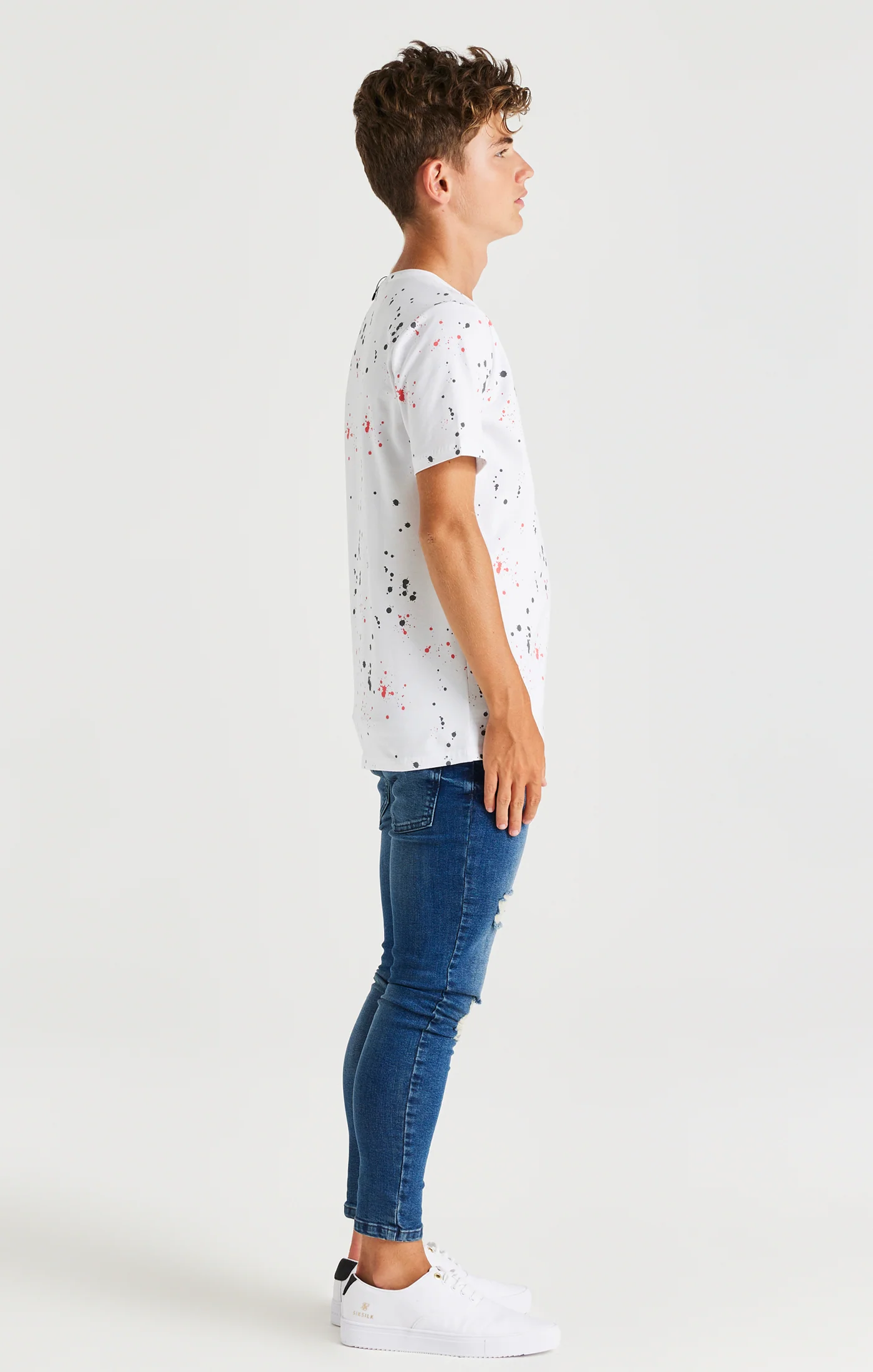 SikSilk Paint Splat Tee - White - Image 4