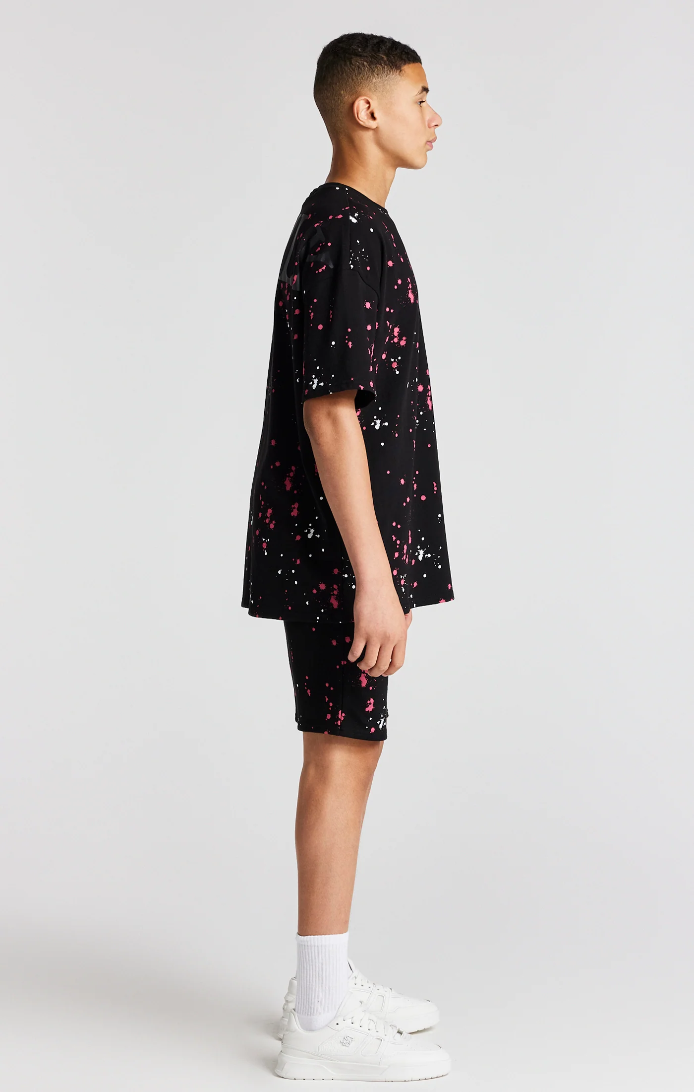 Boys Black Paint Splatter Oversized T-Shirt - Image 4