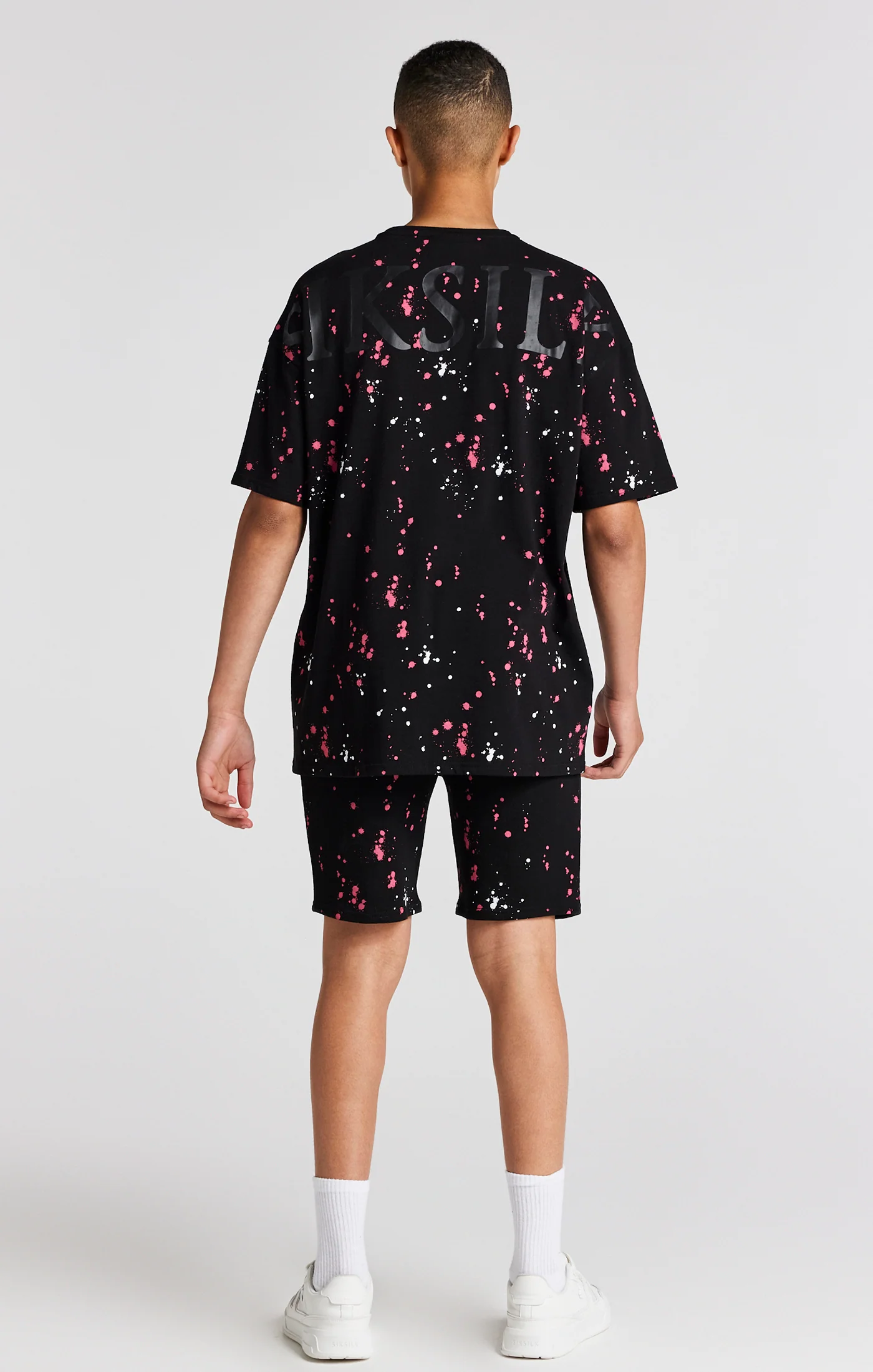 Boys Black Paint Splatter Oversized T-Shirt - Image 5