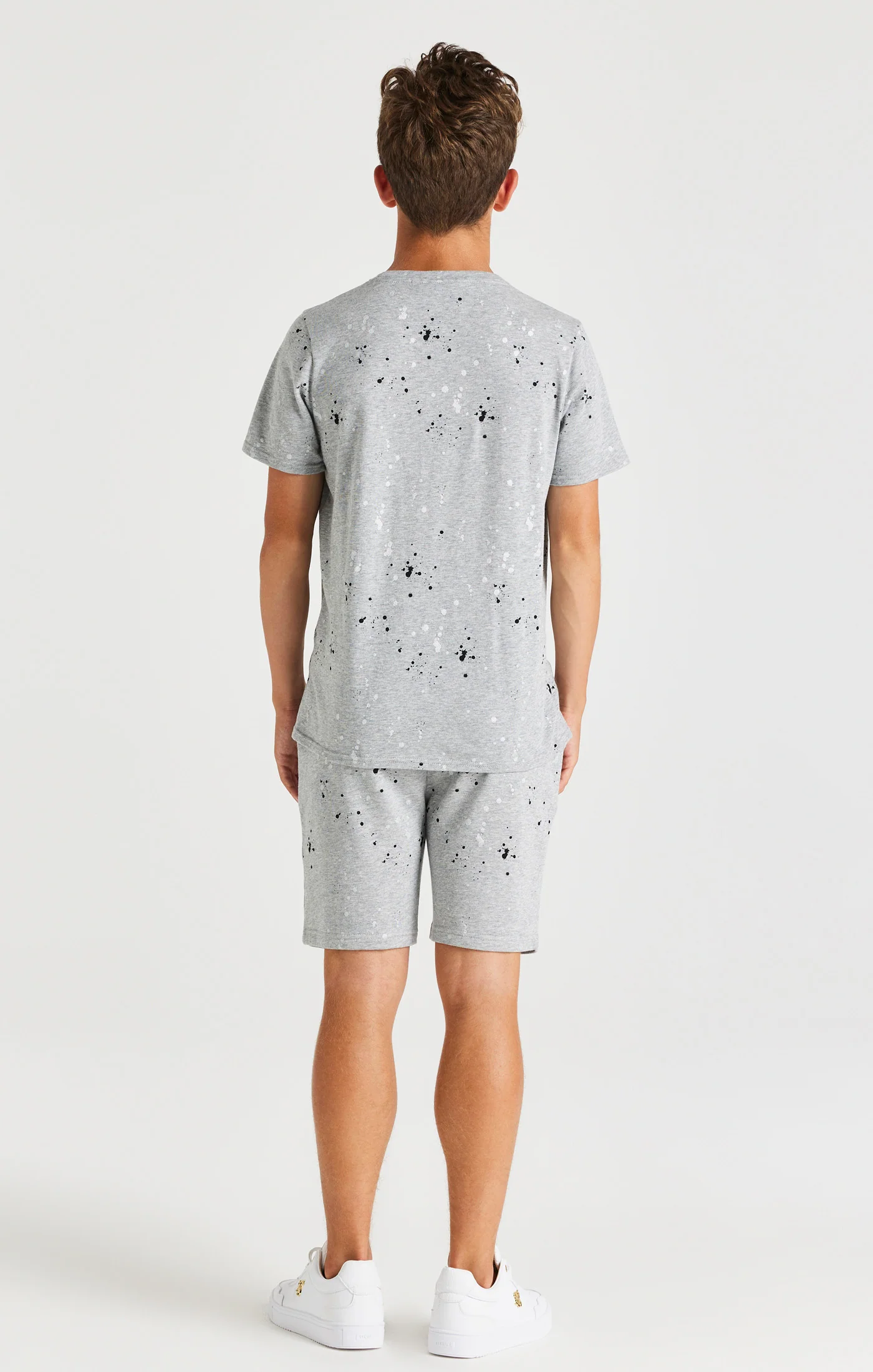 SikSilk Paint Splatter Tee - Grey Marl - Image 4