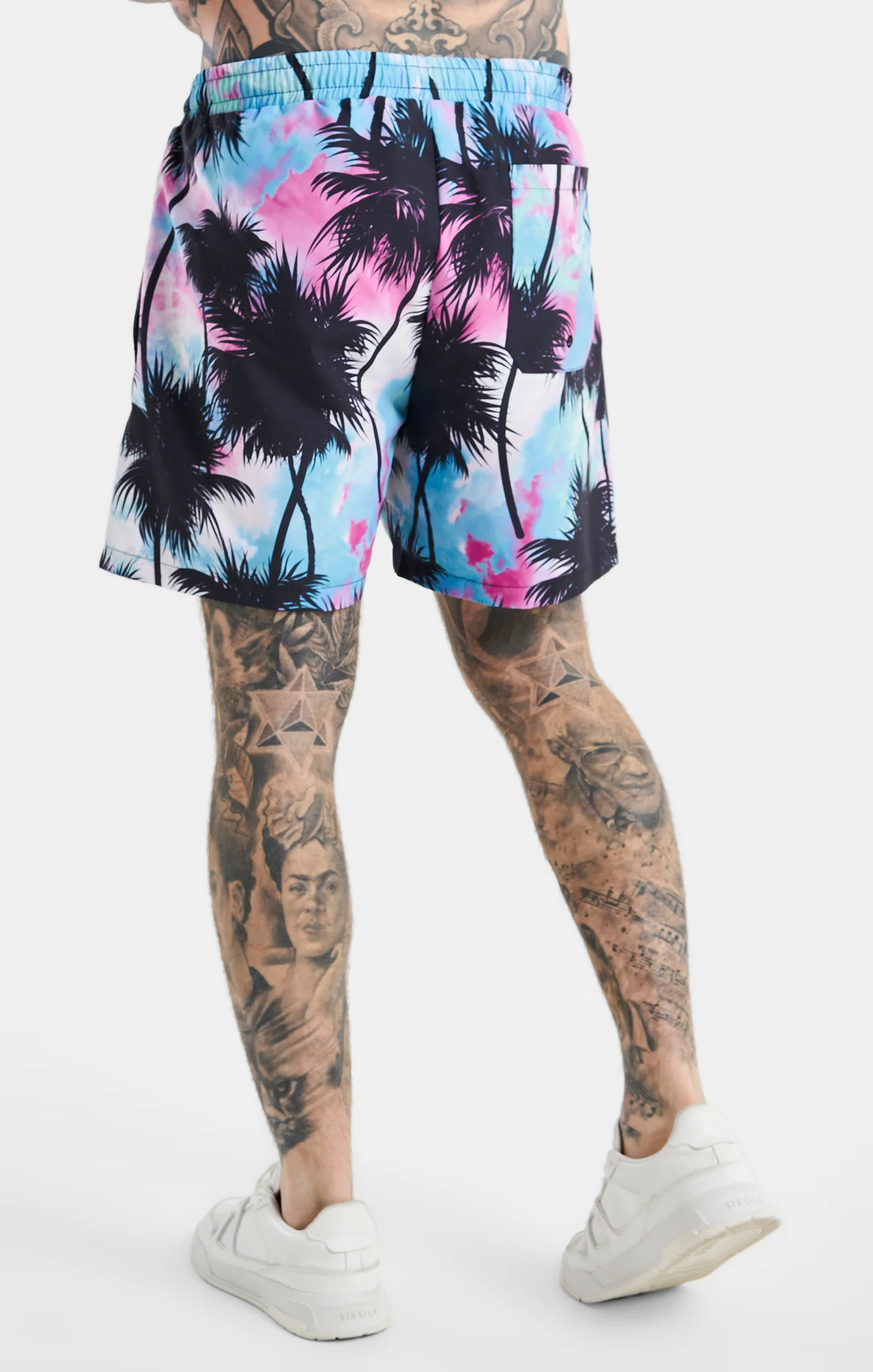 SikSilk Palm Swim Short - Black & Pink - Image 4