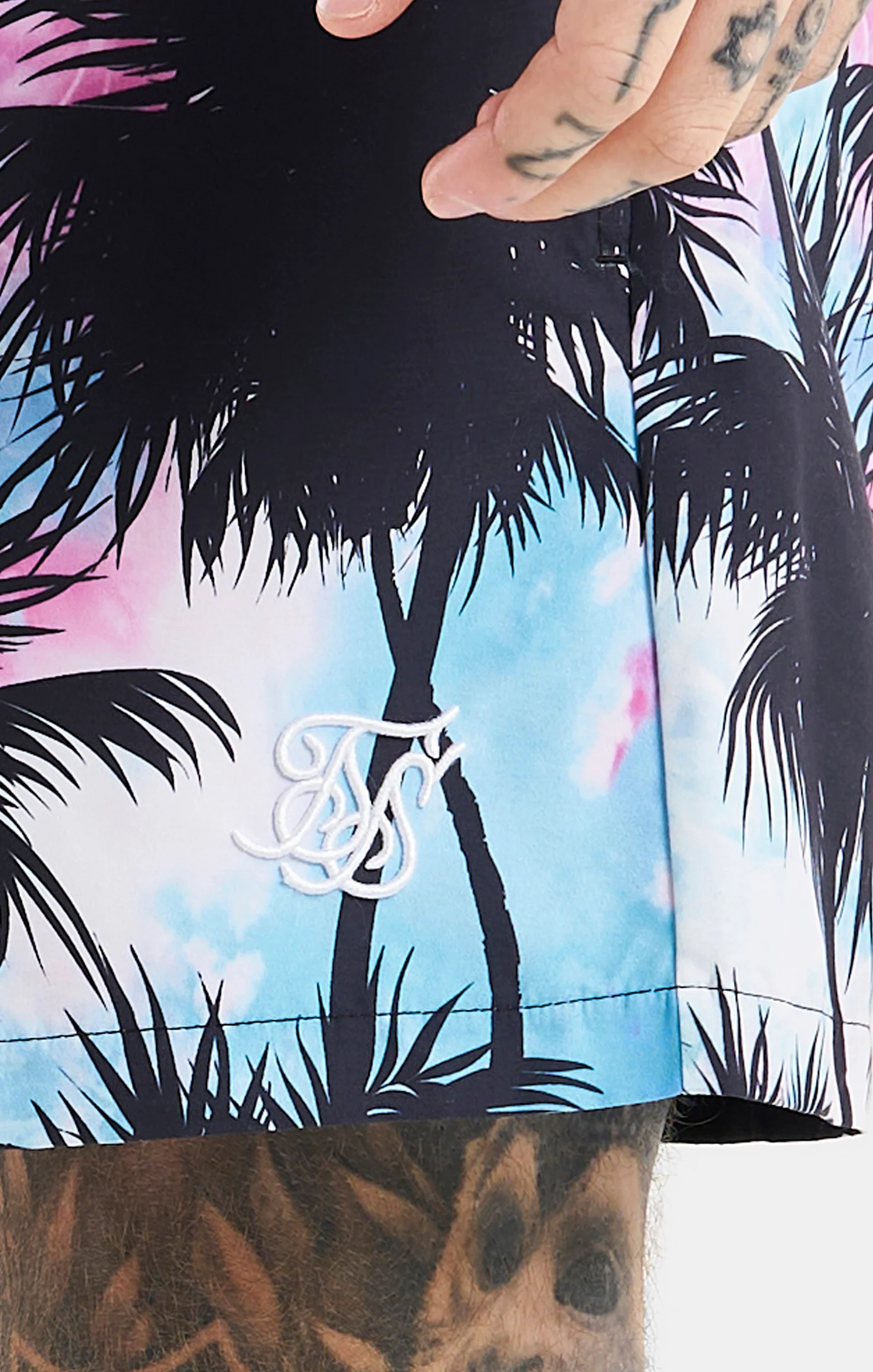 SikSilk Palm Swim Short - Black & Pink - Image 6