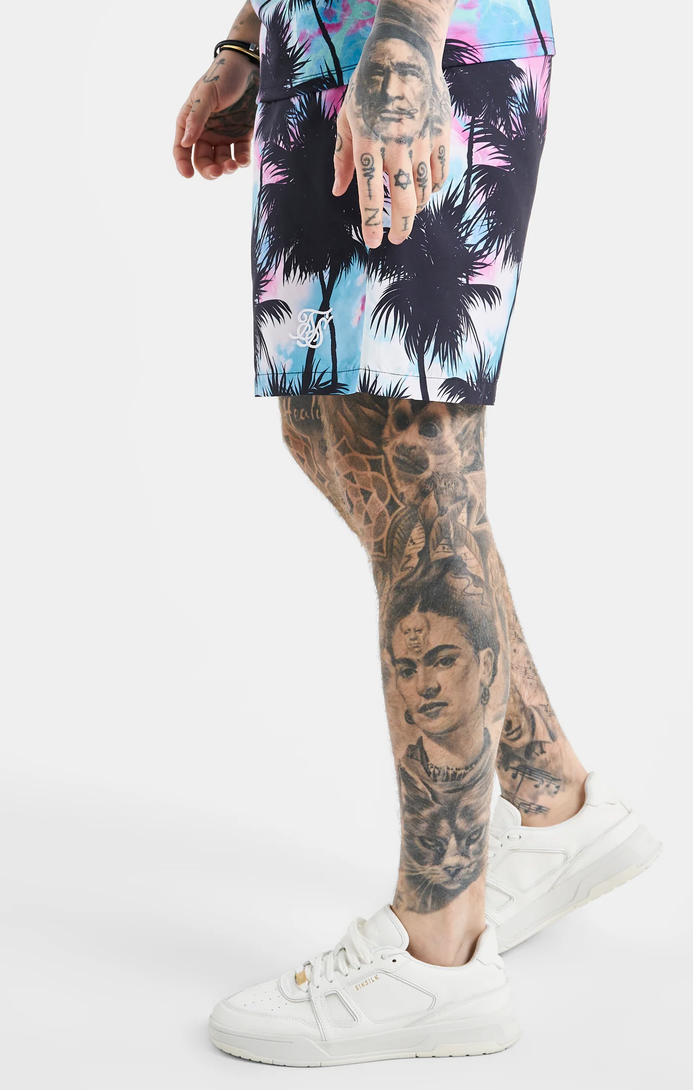 SikSilk Palm Swim Short - Black & Pink - Image 8