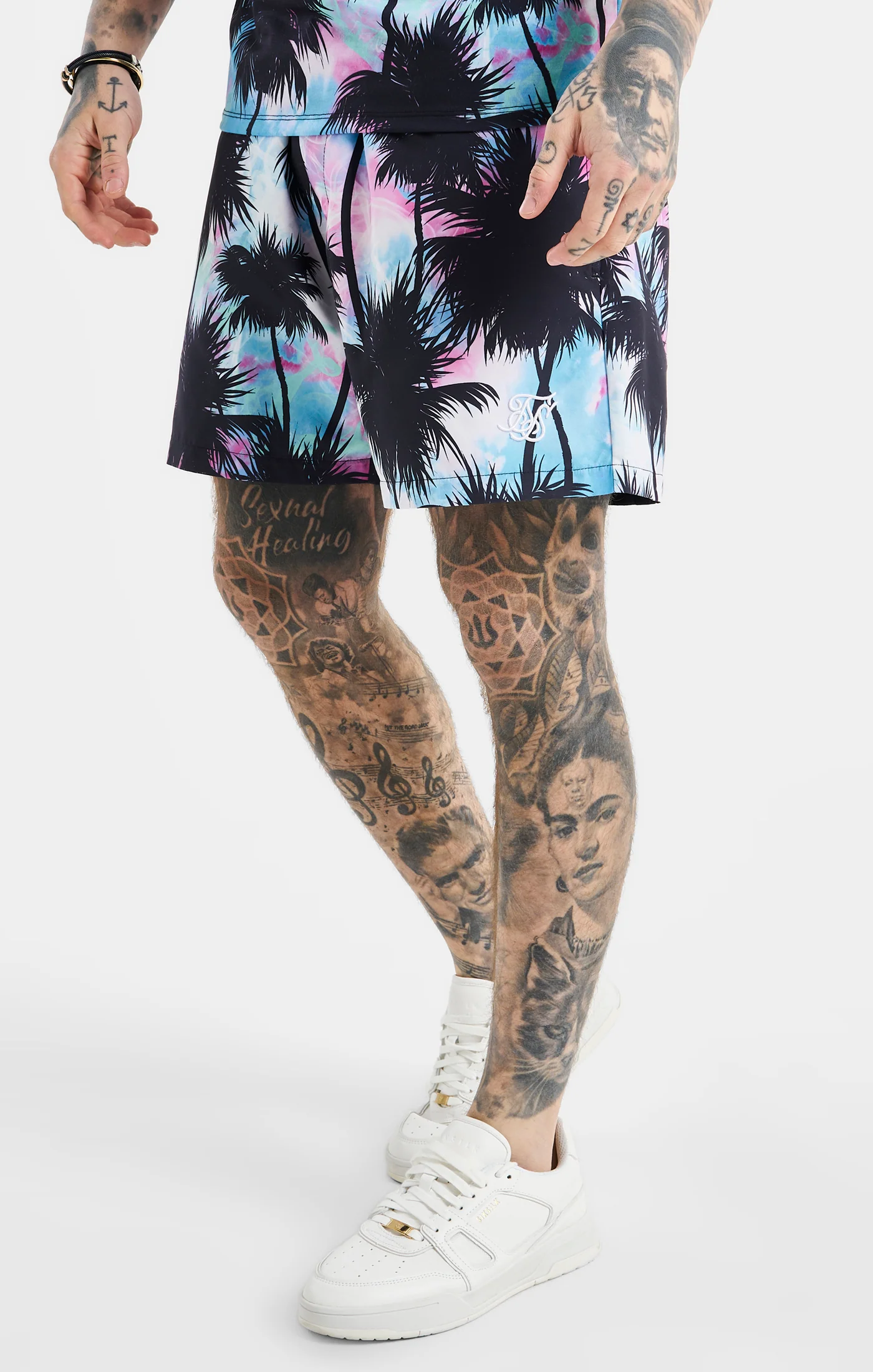 SikSilk Palm Swim Short - Black & Pink - Image 9