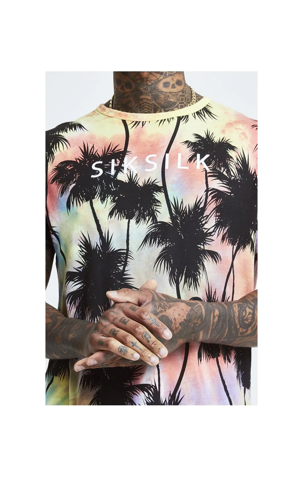 SikSilk Palm Tie Dye Box Tee - Black - Image 2