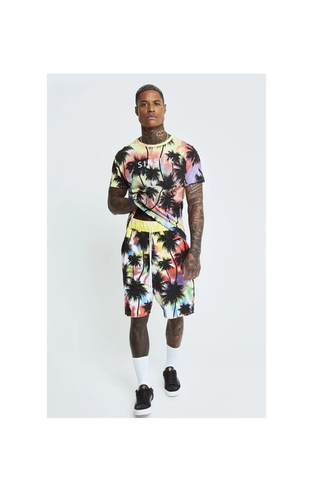 SikSilk Palm Tie Dye Box Tee - Black - Image 3