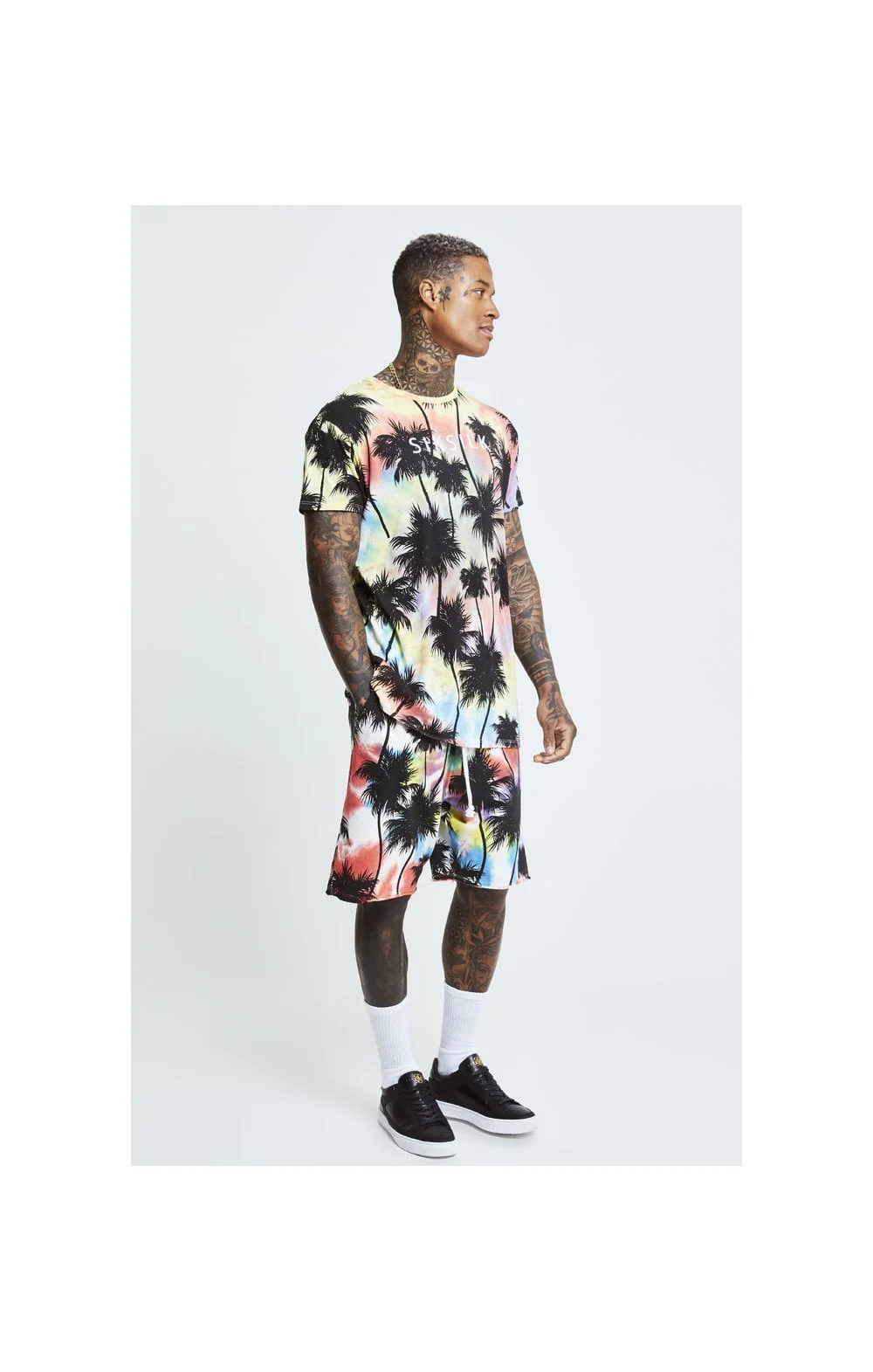 SikSilk Palm Tie Dye Box Tee - Black - Image 4