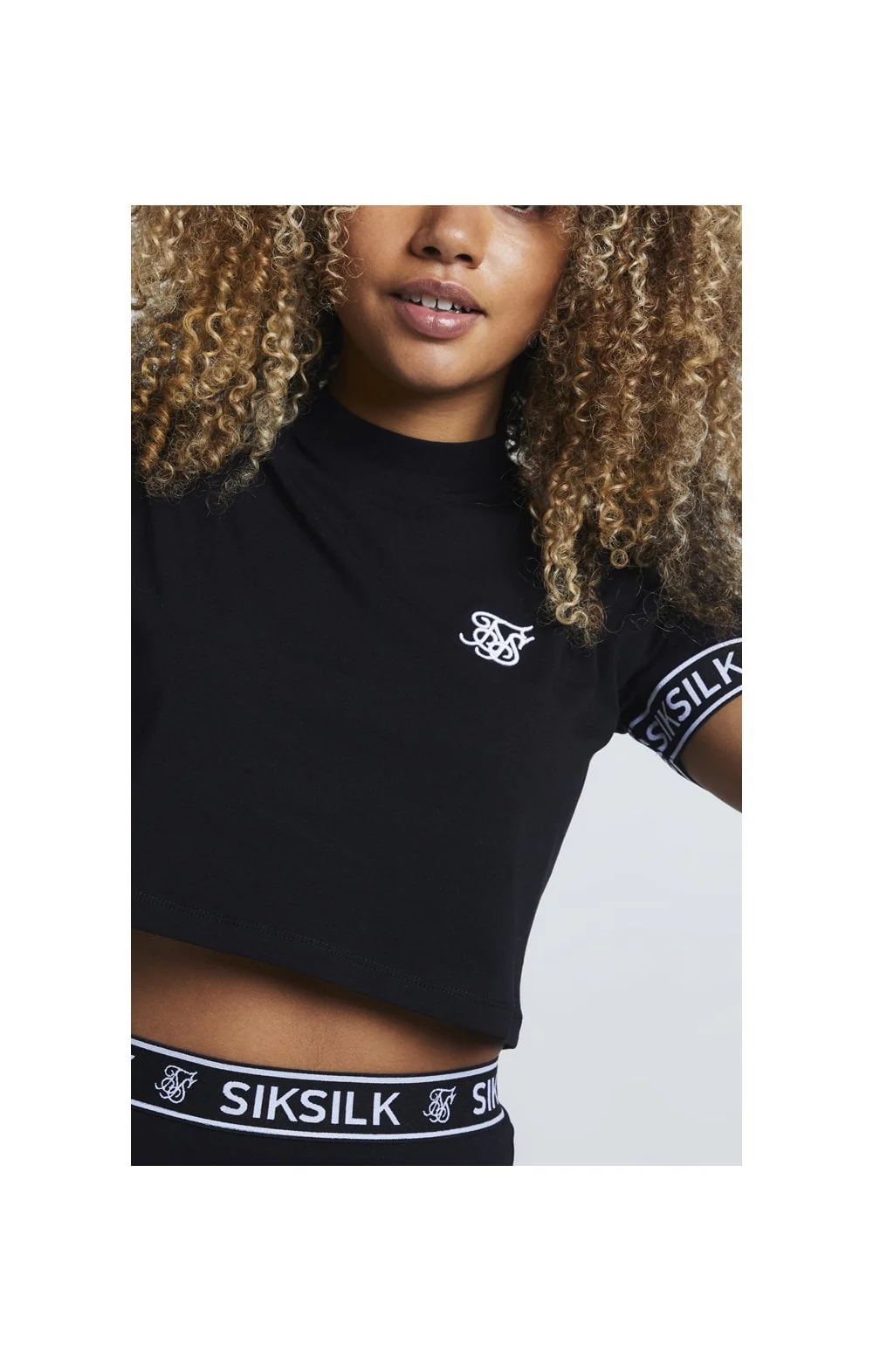 SikSilk Panel Tape Crop Tee - Black