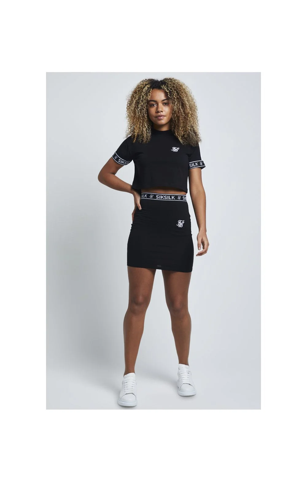 SikSilk Panel Tape Crop Tee - Black - Image 3