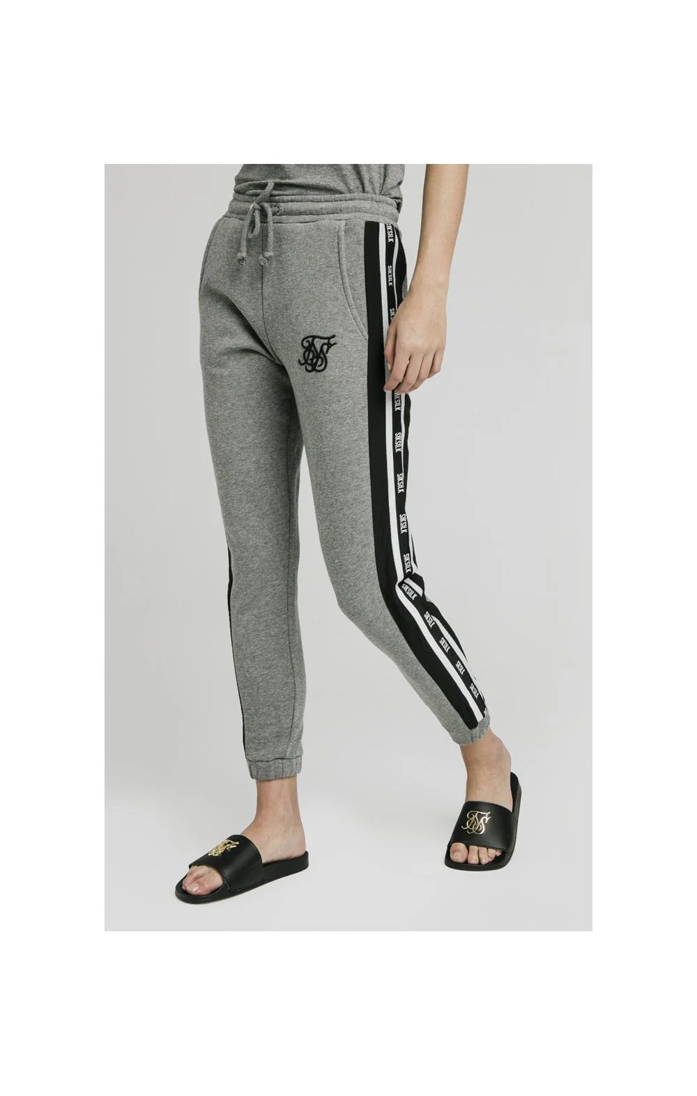 SikSilk Panel Tape Joggers - Grey Marl