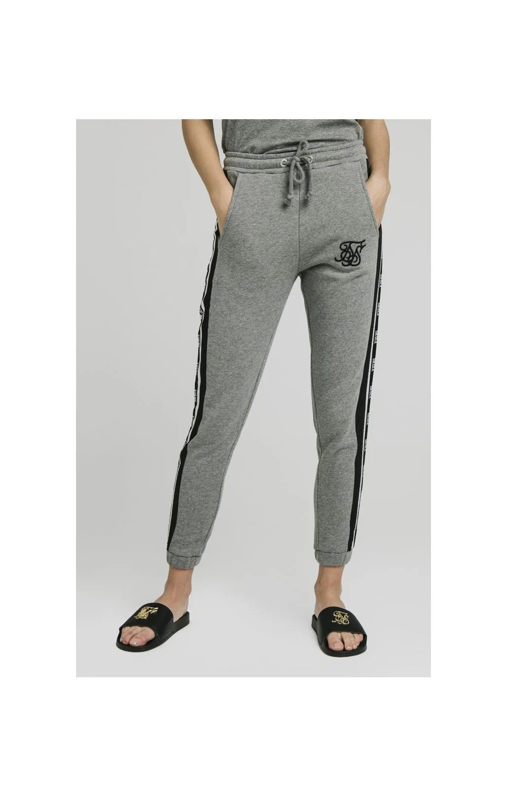 SikSilk Panel Tape Joggers - Grey Marl - Image 3