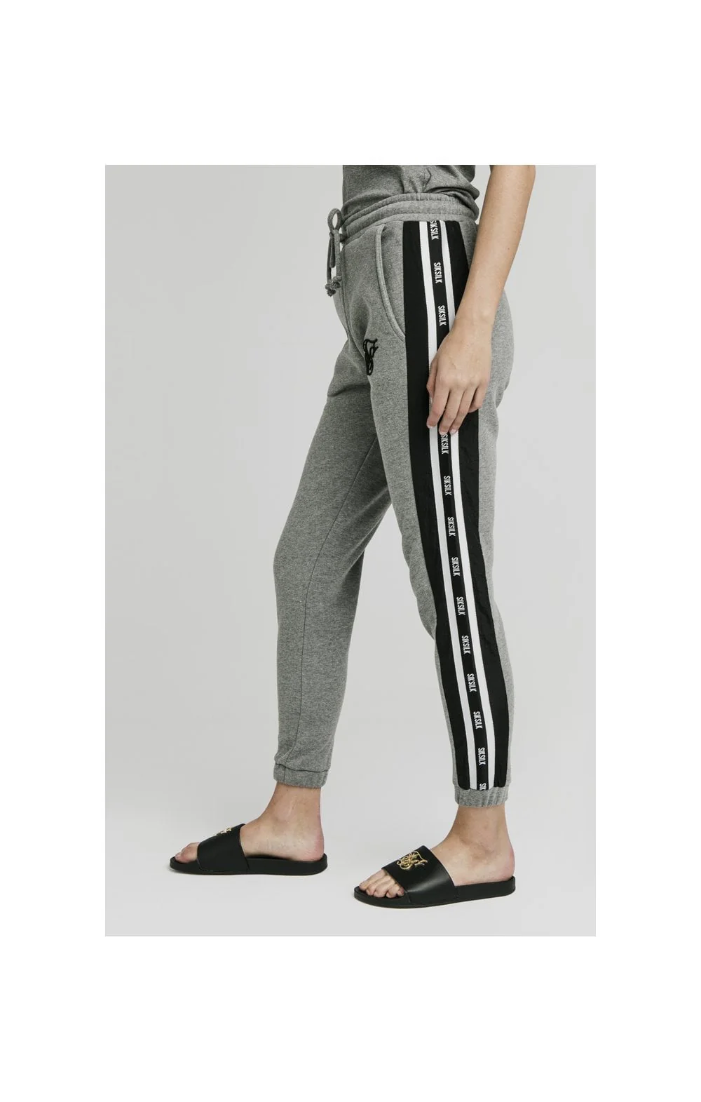 SikSilk Panel Tape Joggers - Grey Marl - Image 6