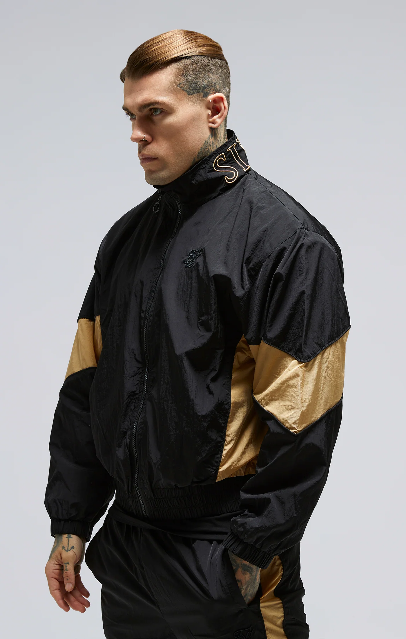 Black Panelled Bomber Jacket