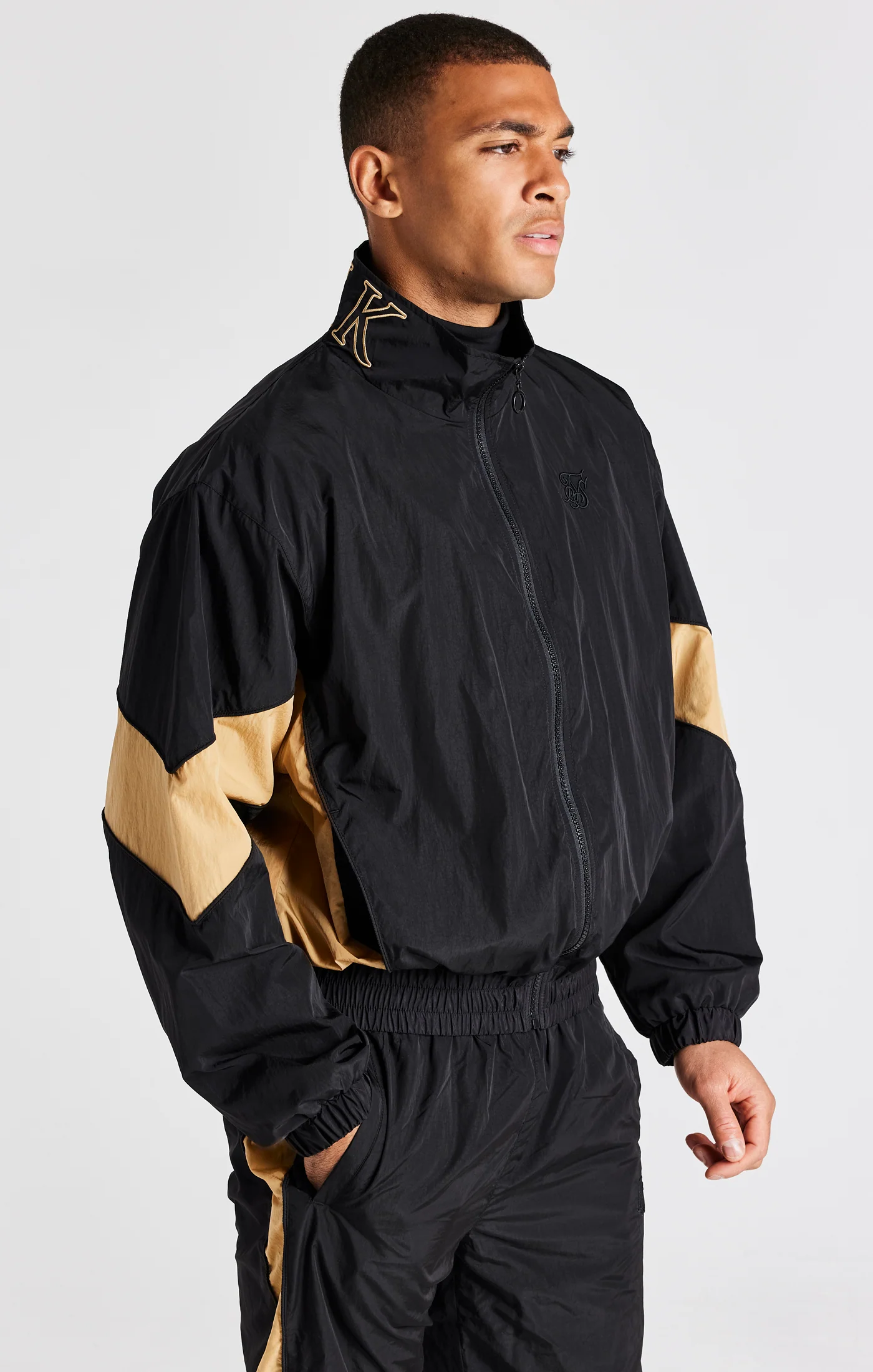 Black Panelled Bomber Jacket - Image 2