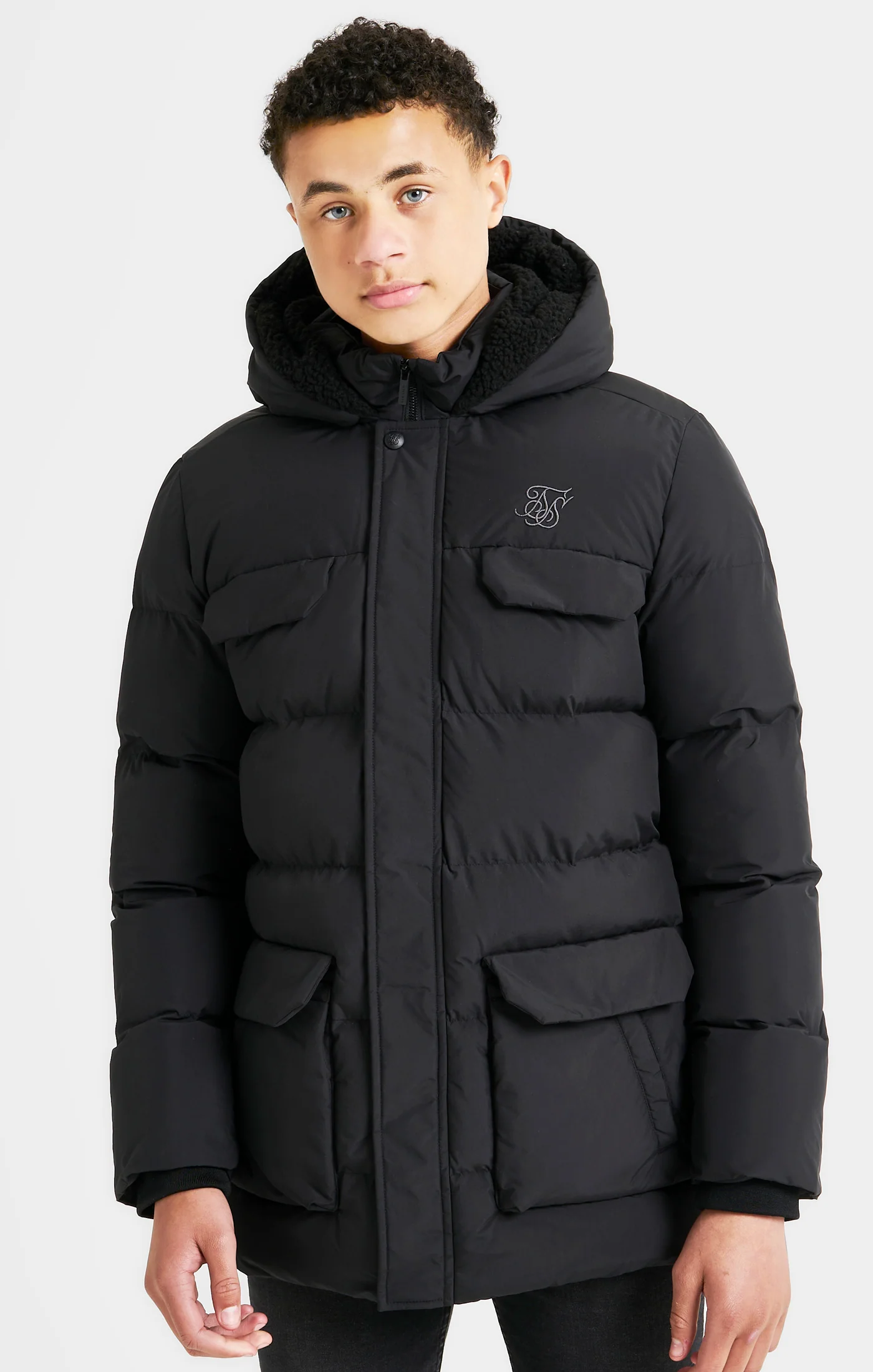 Boys Black Parka