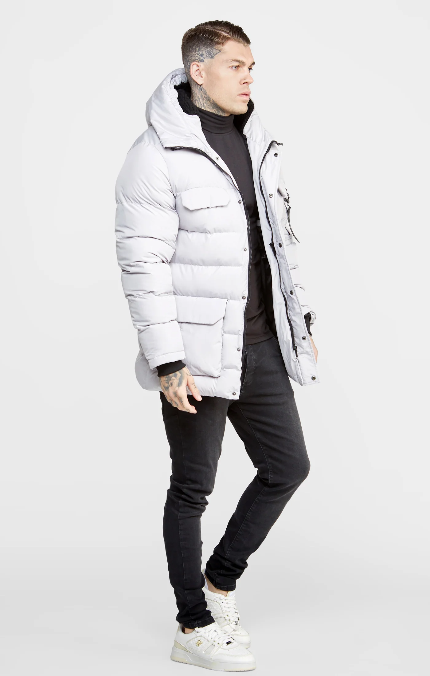 Grey Parka Jacket - Image 4