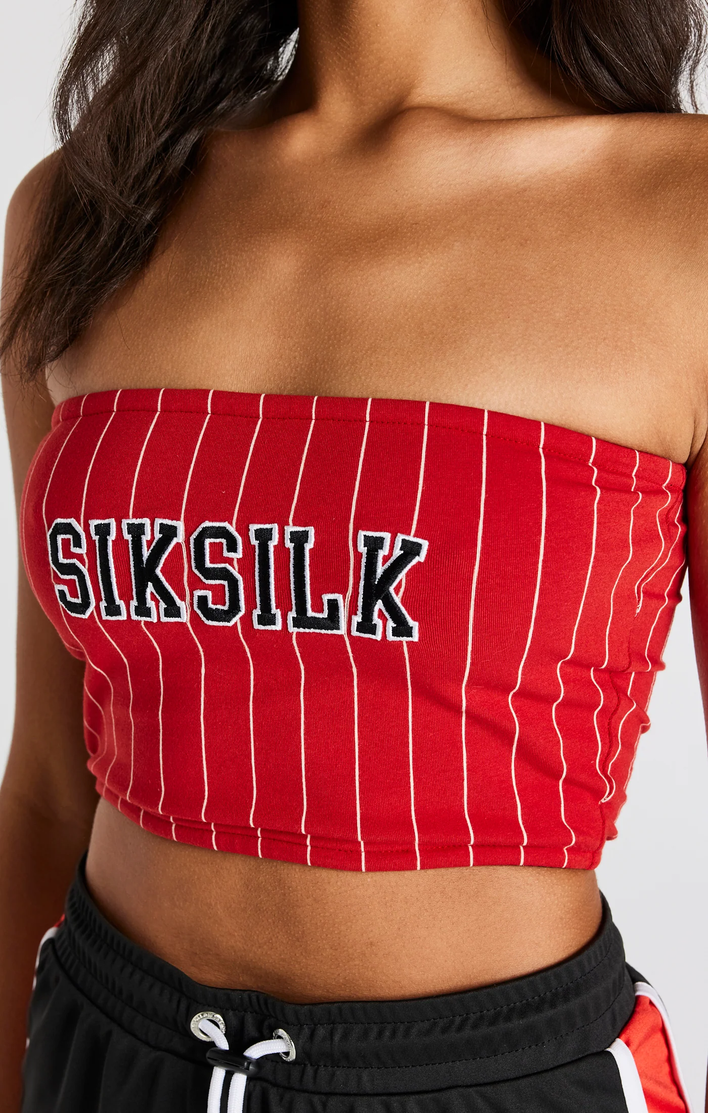 Red Pinstripe Bandeau Top - Image 2