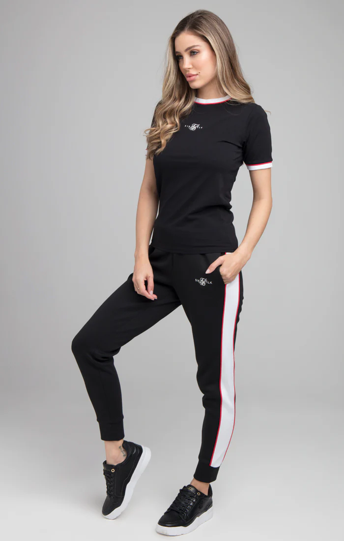 SikSilk Piping Ringer Tee - Black - Image 3