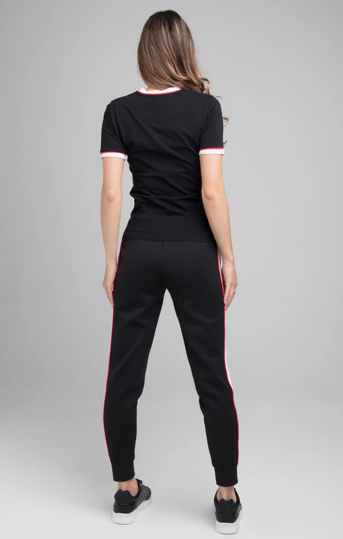 SikSilk Piping Ringer Tee - Black - Image 5