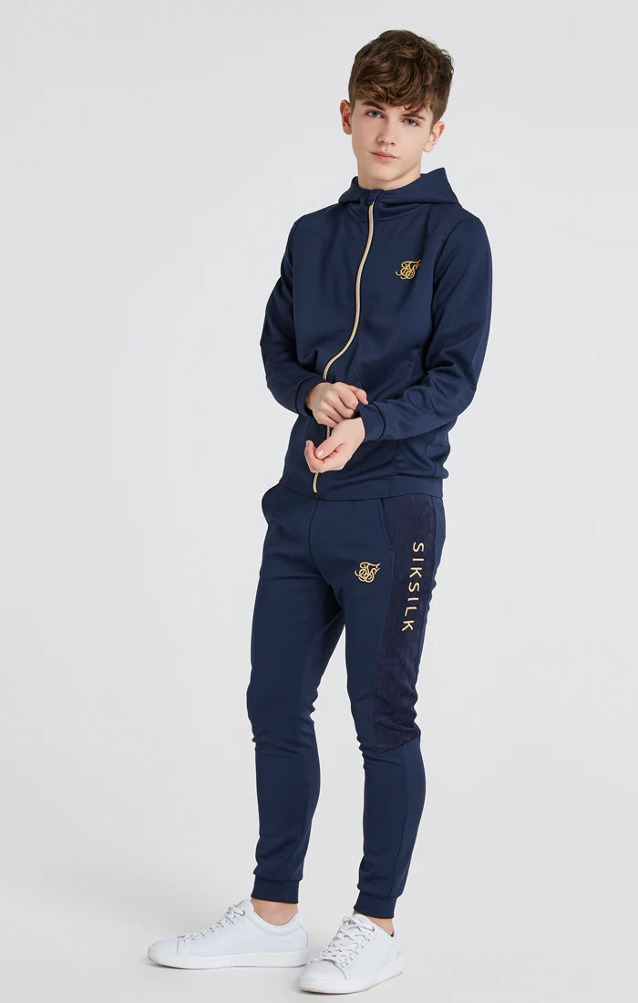 Boys Navy Mesh Zip Thru Hoodie - Image 7