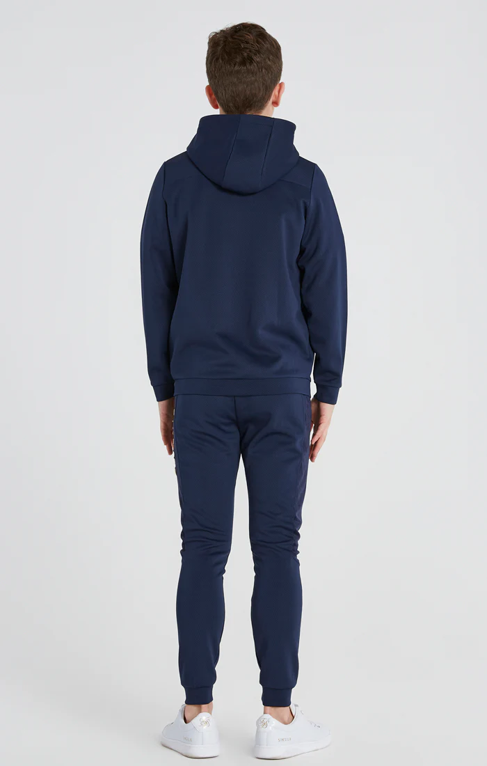 Boys Navy Mesh Zip Thru Hoodie - Image 8