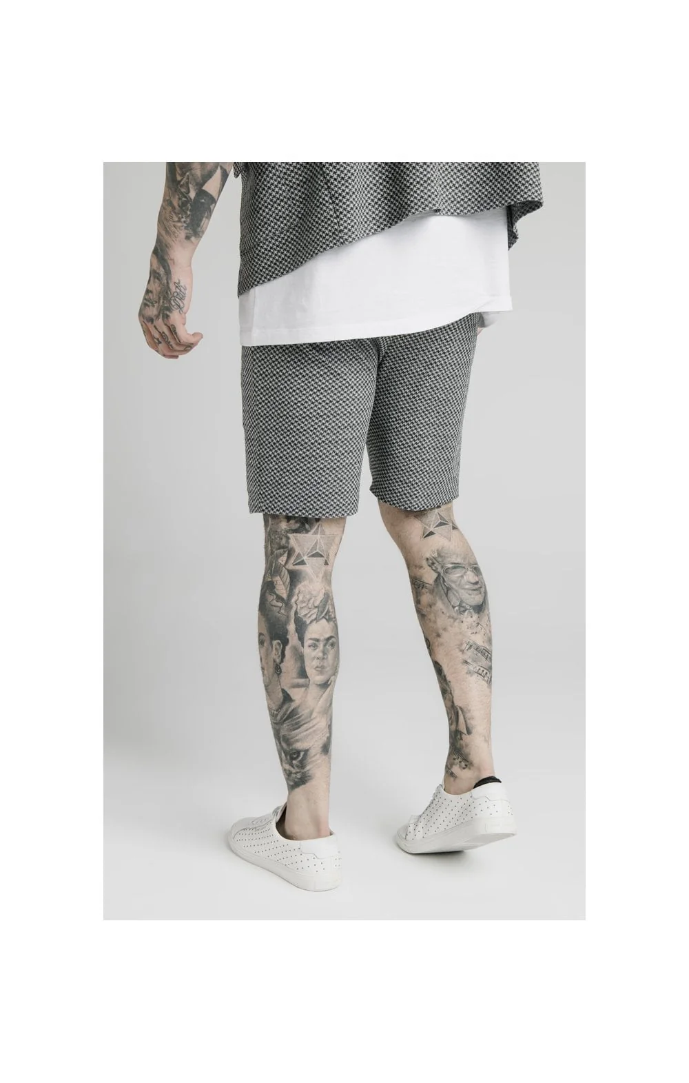 SikSilk Pleated Smart Shorts – Black & White Dogtooth - Image 3