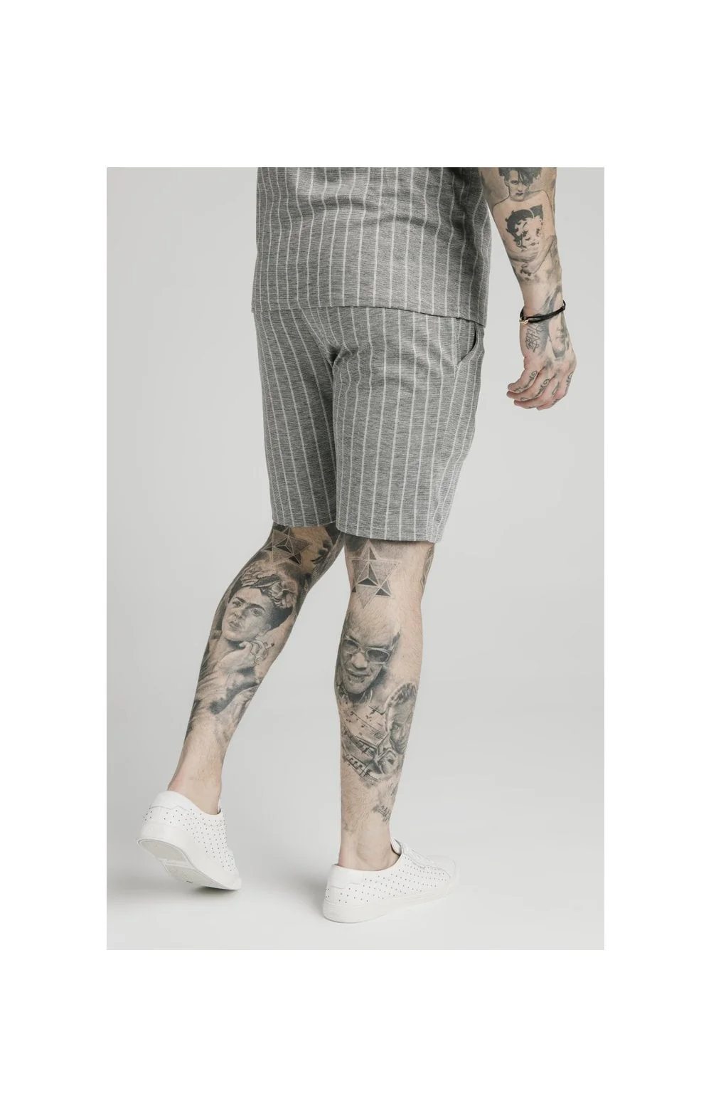 SikSilk Pleated Smart Shorts – Grey Pin Stripe - Image 2