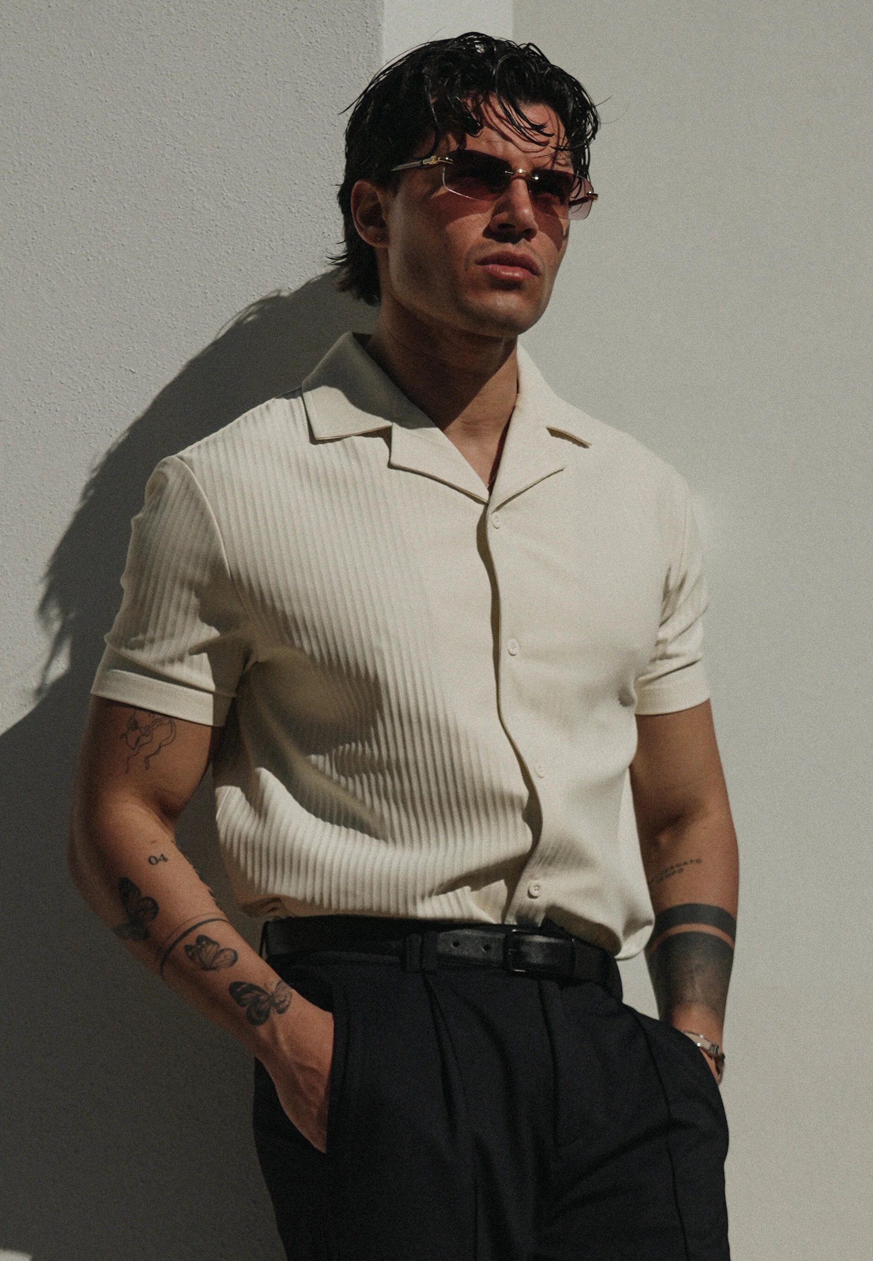 Ecru Plisse Shirt