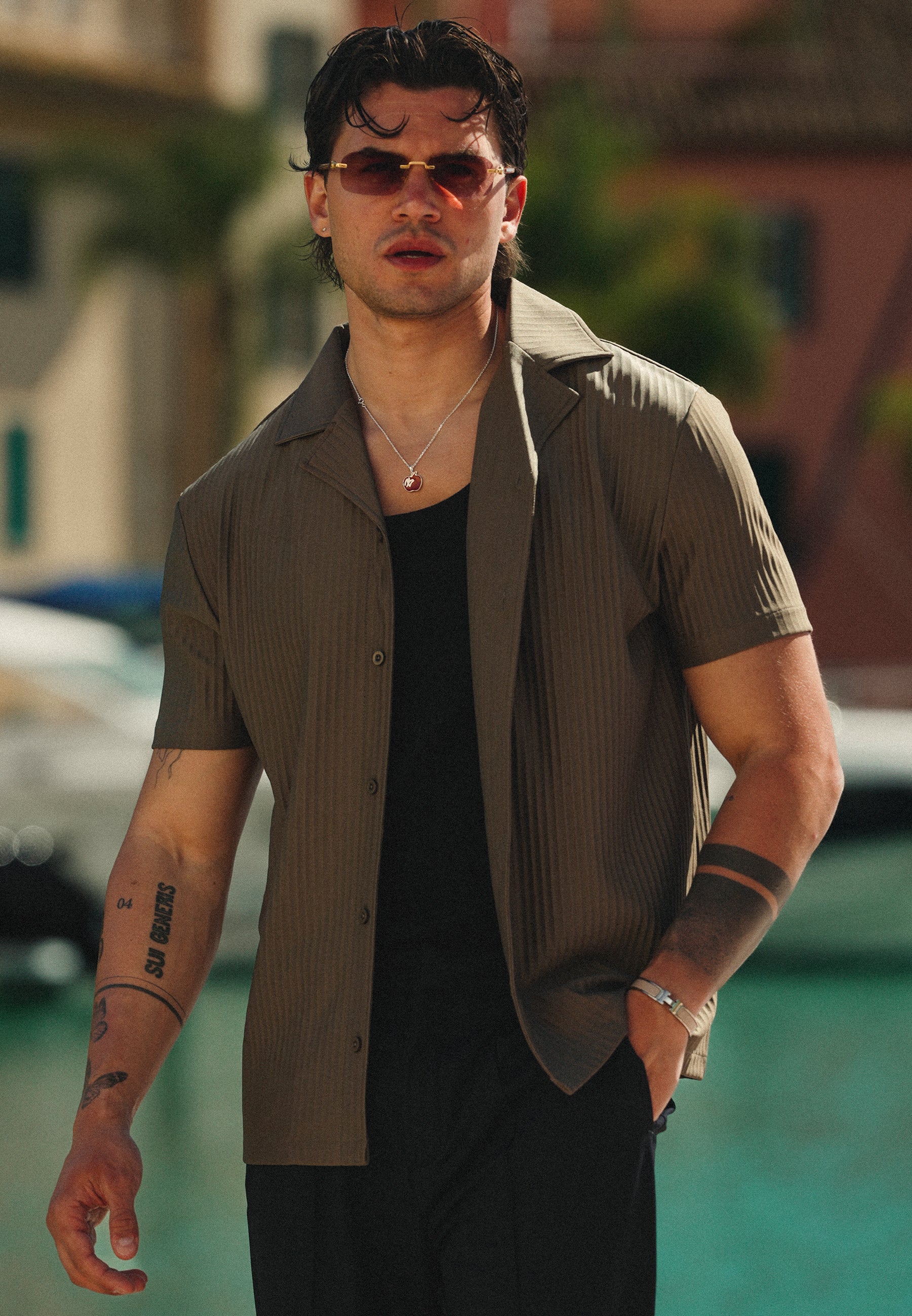 Brown Plisse Shirt