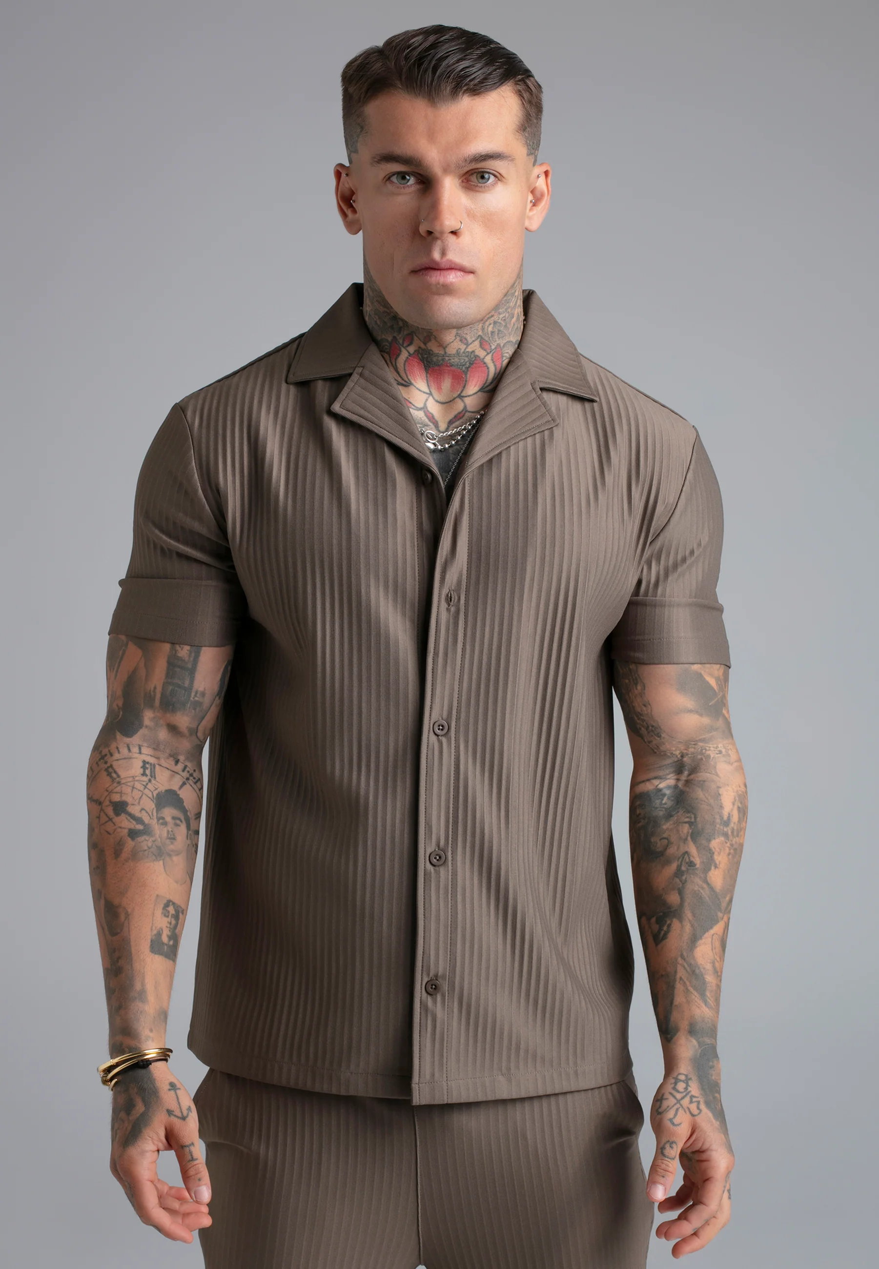Brown Plisse Shirt - Image 3