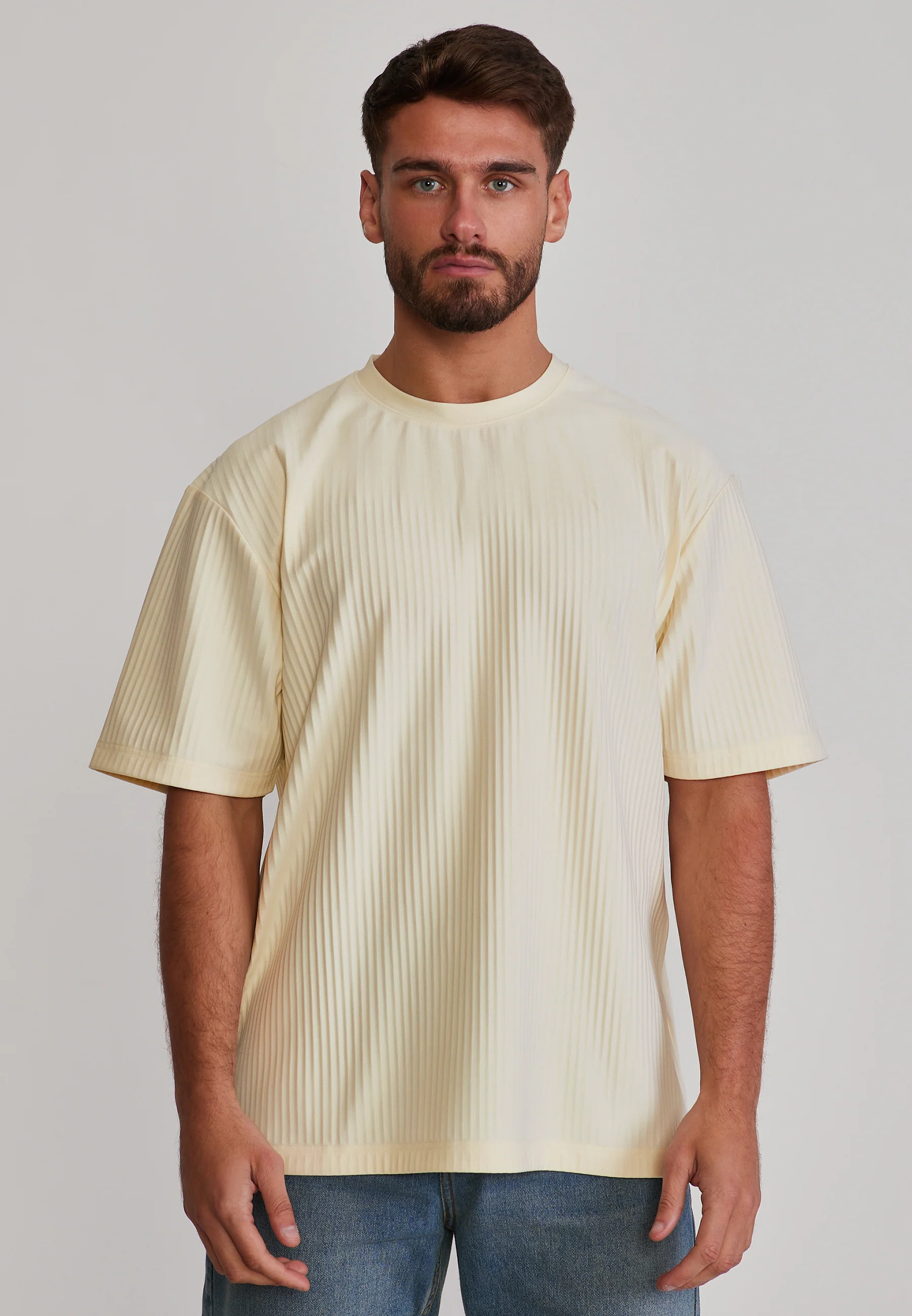 Ecru Plisse T-Shirt
