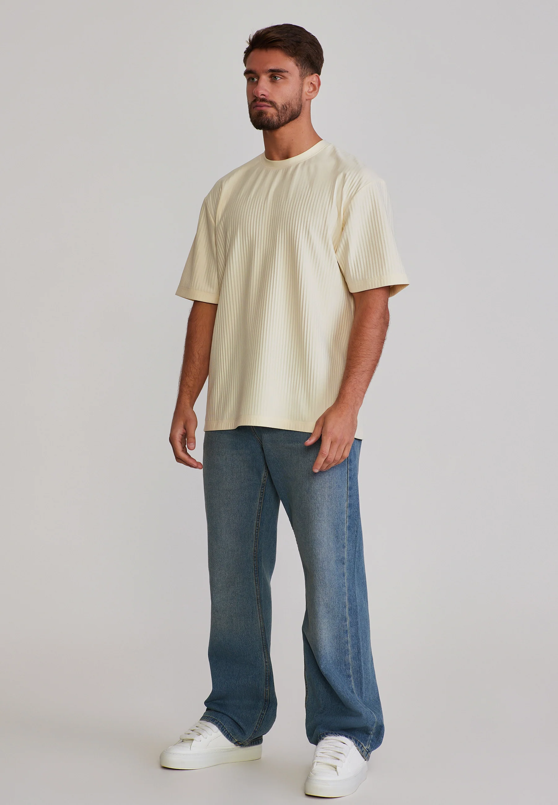 Ecru Plisse T-Shirt - Image 4