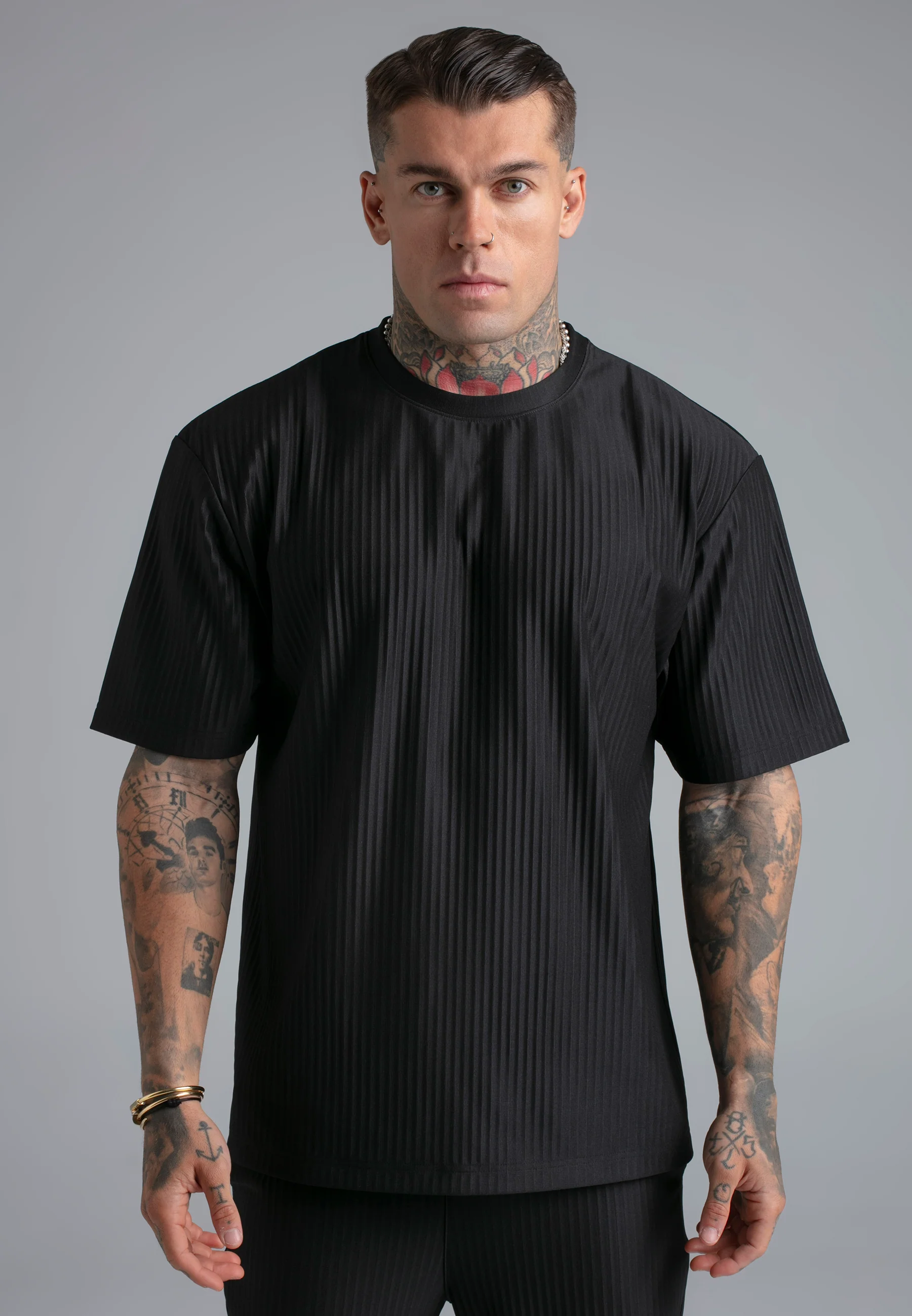 Black Plisse T-Shirt