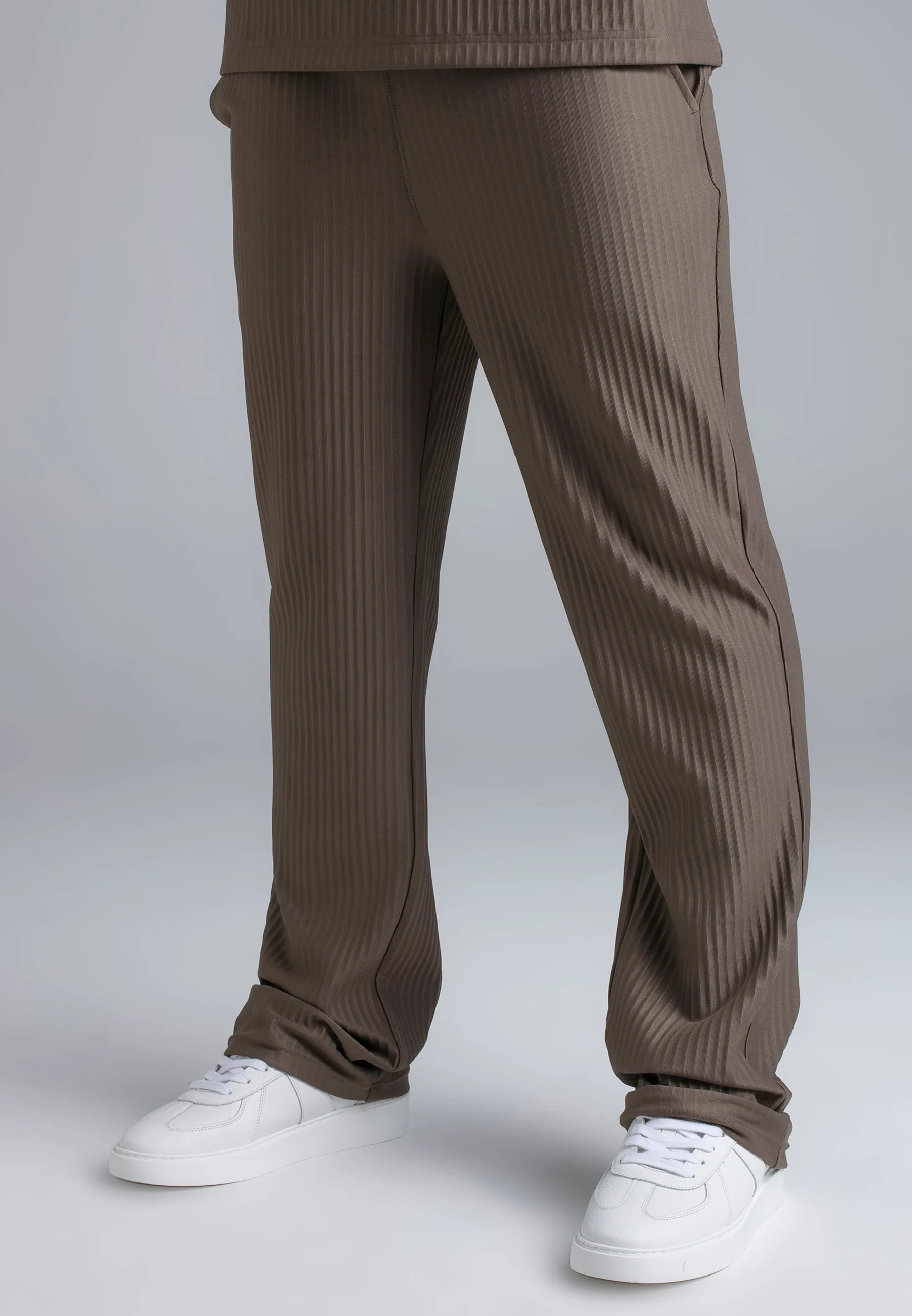 Brown Plisse Track Pants