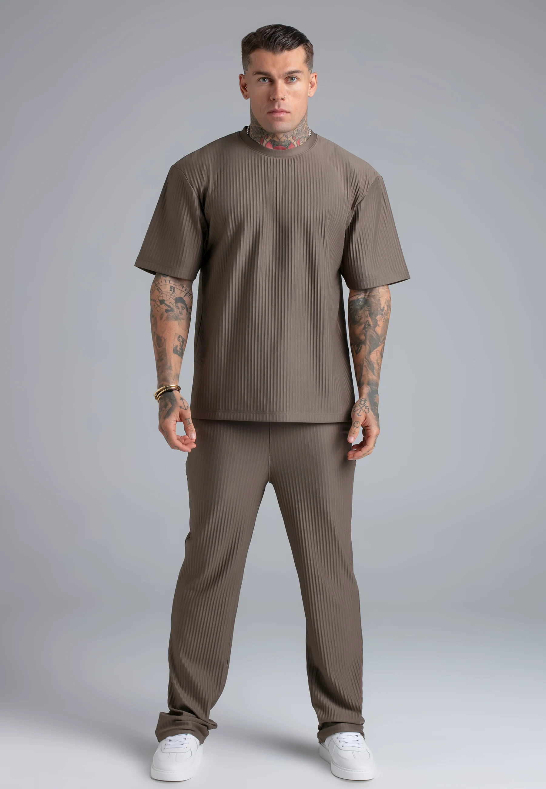 Brown Plisse Track Pants - Image 2