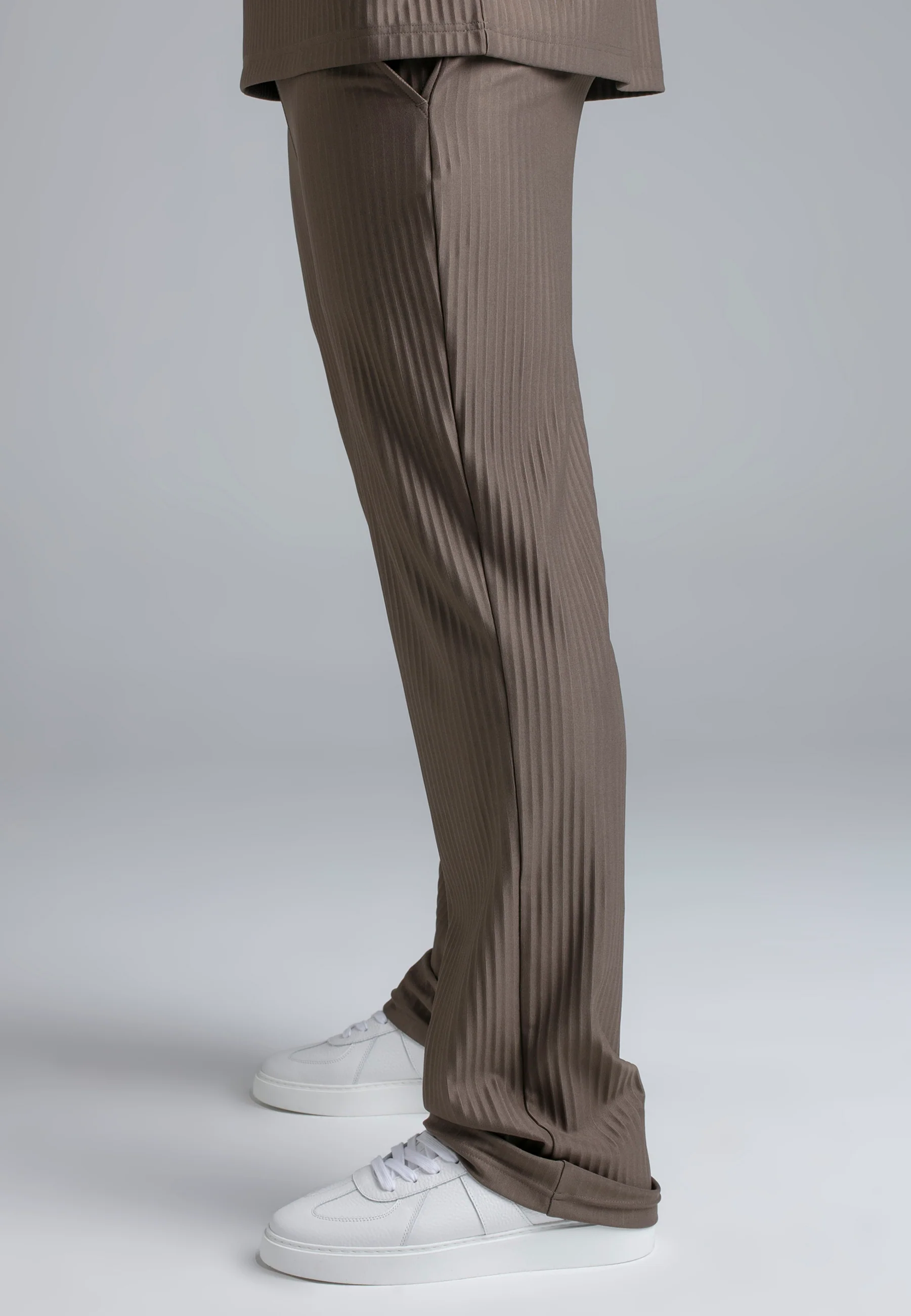 Brown Plisse Track Pants - Image 3
