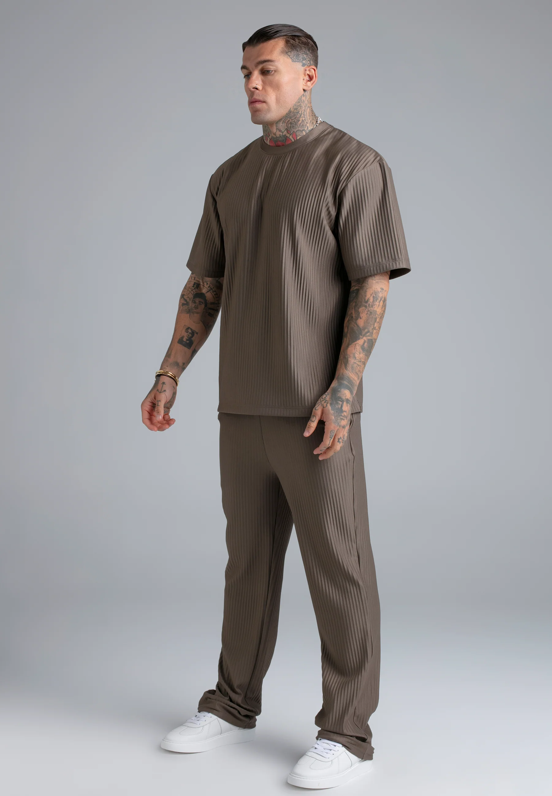 Brown Plisse Track Pants - Image 4