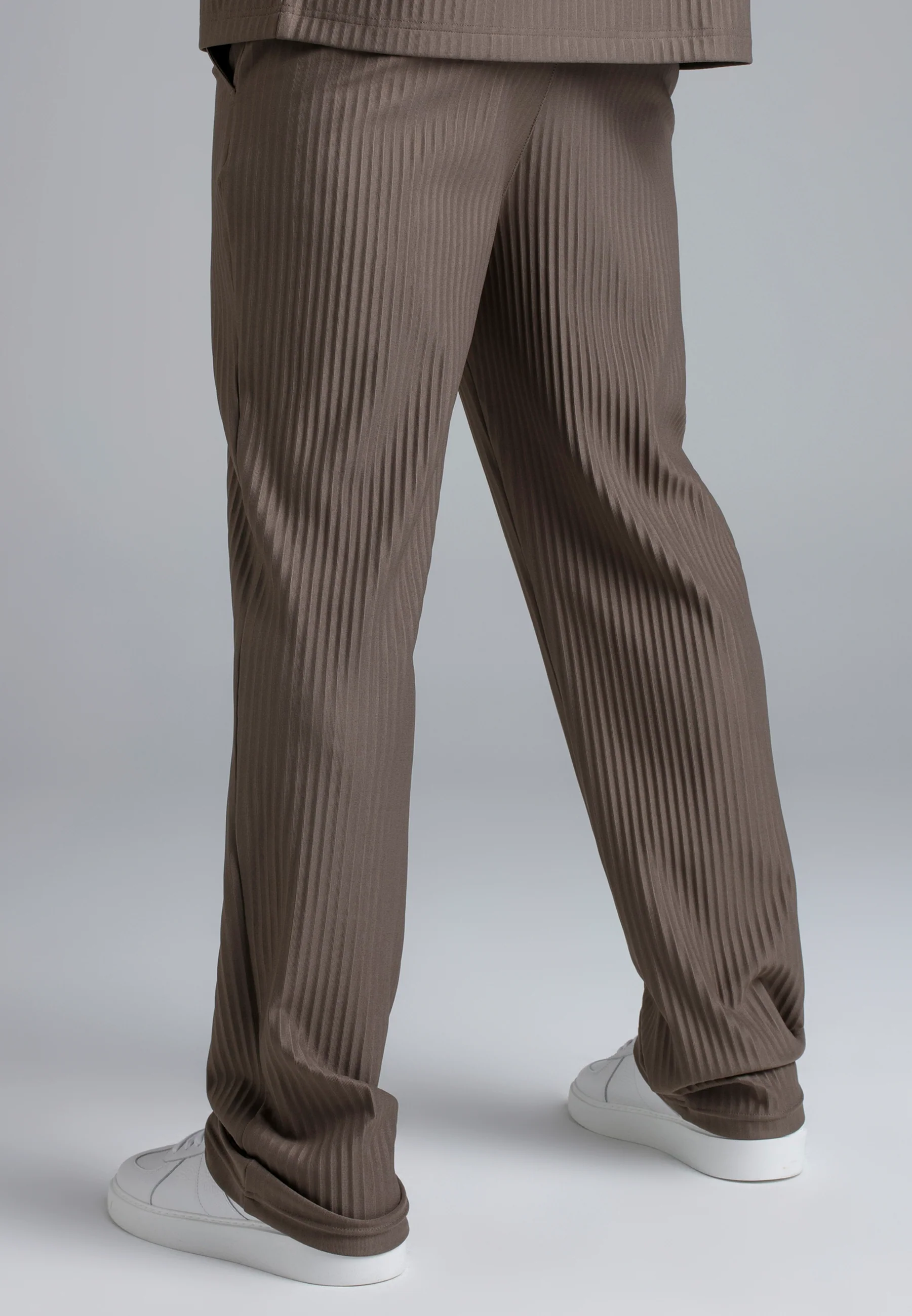 Brown Plisse Track Pants - Image 5