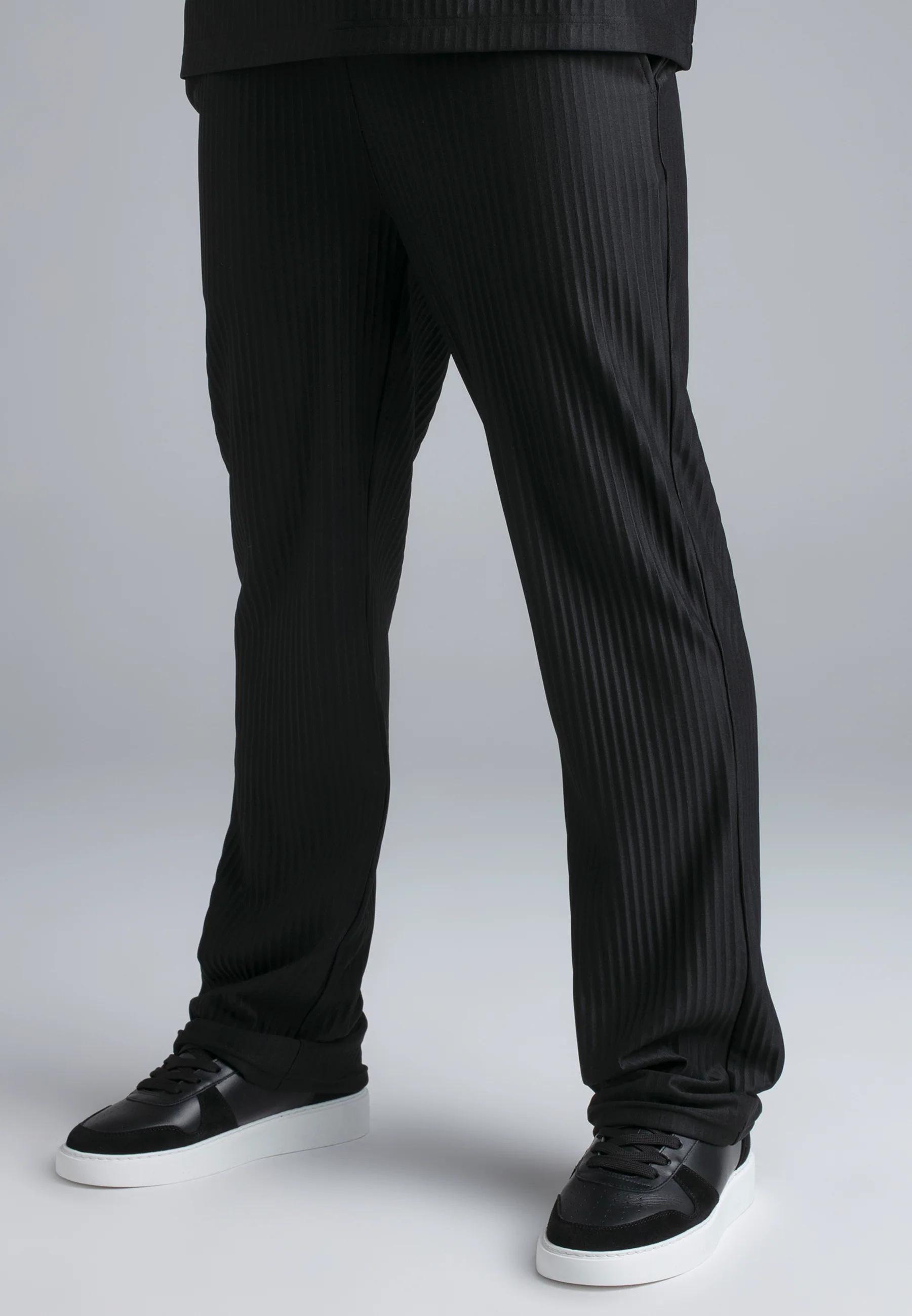 Black Plisse Track Pants