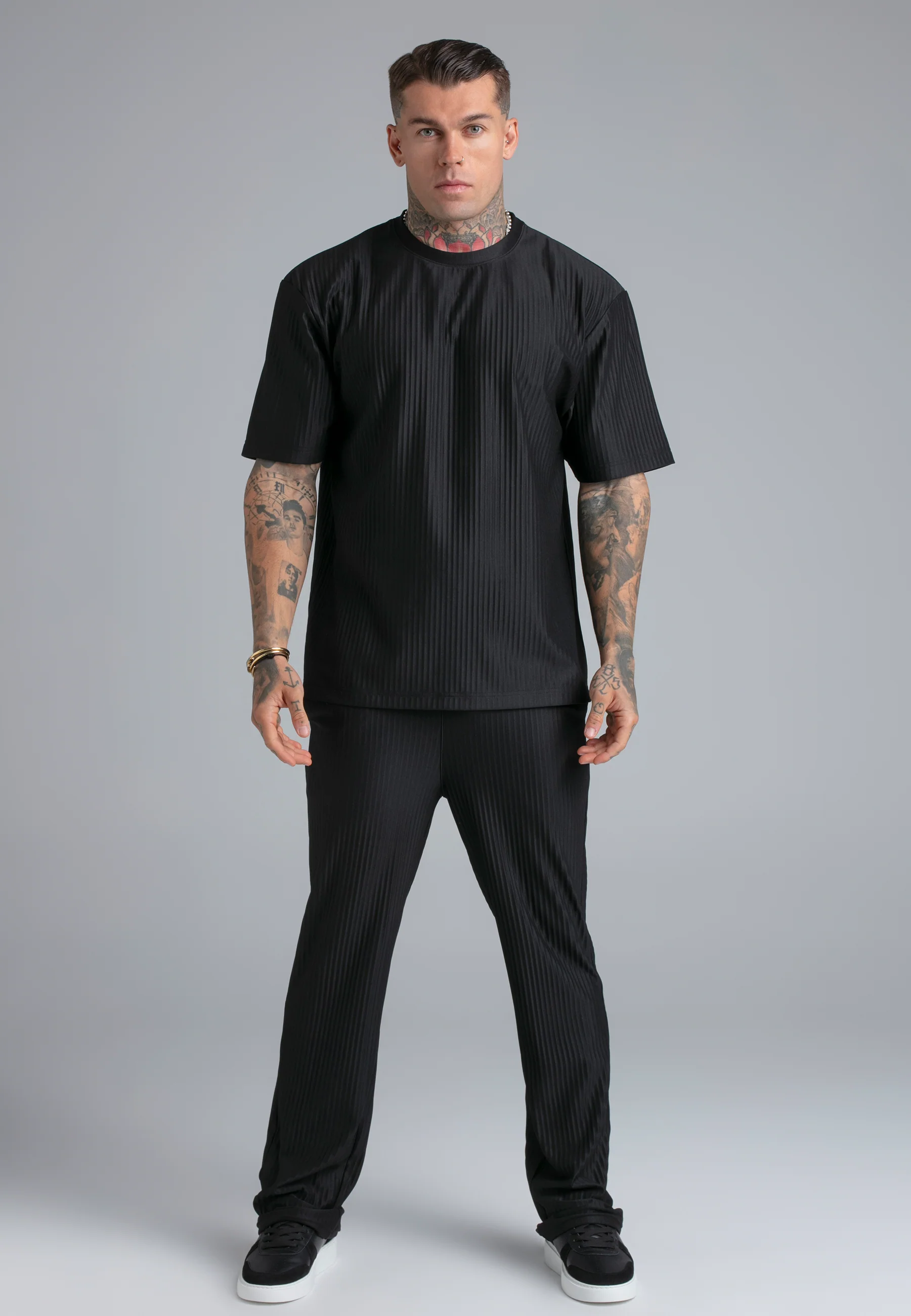 Black Plisse Track Pants - Image 2