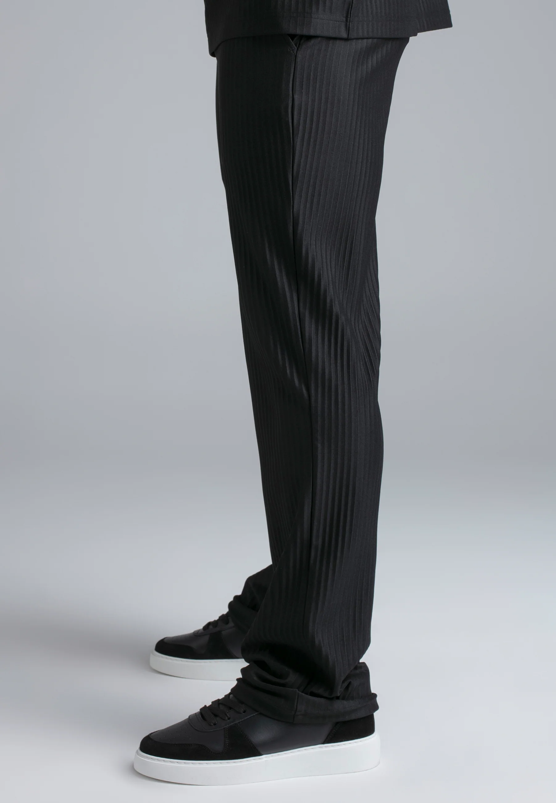 Black Plisse Track Pants - Image 3