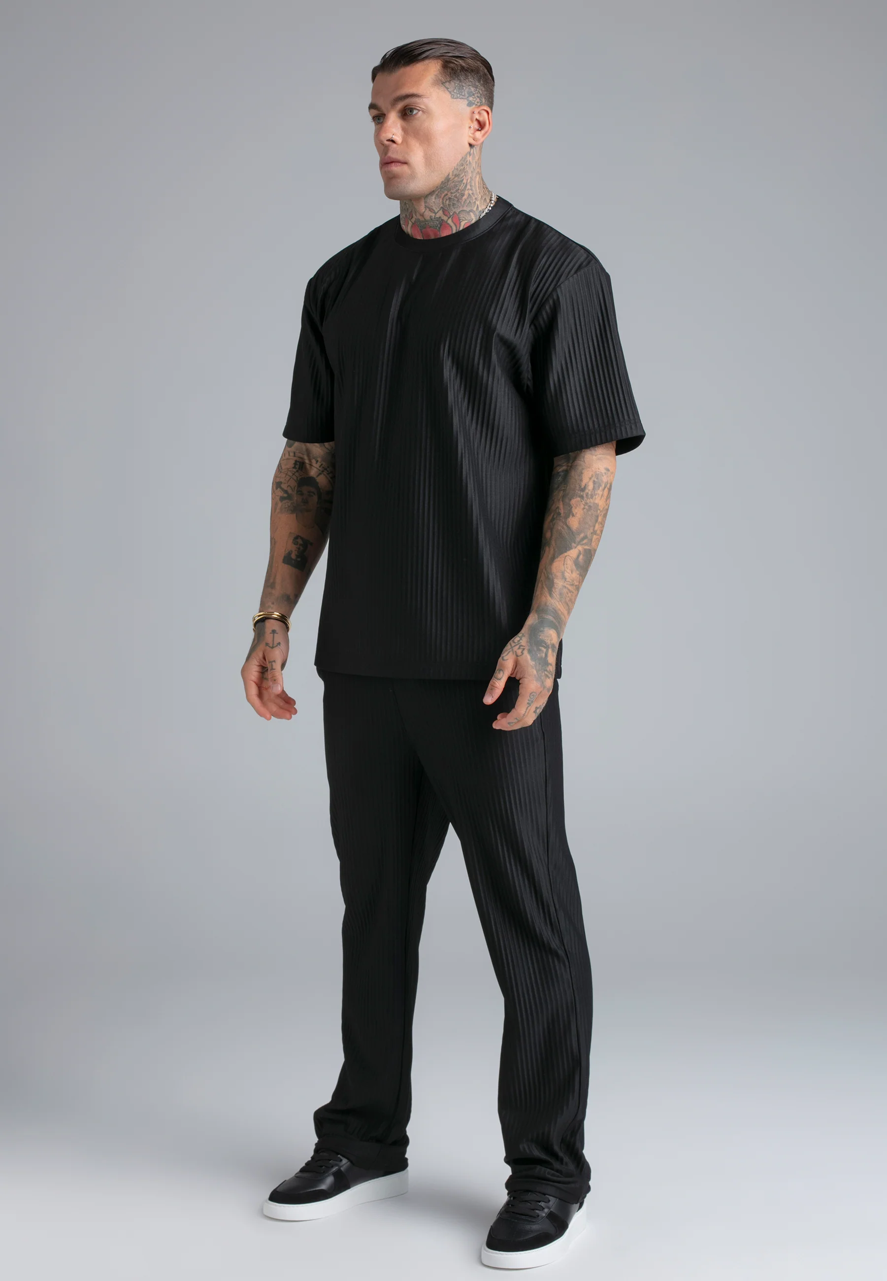 Black Plisse Track Pants - Image 4