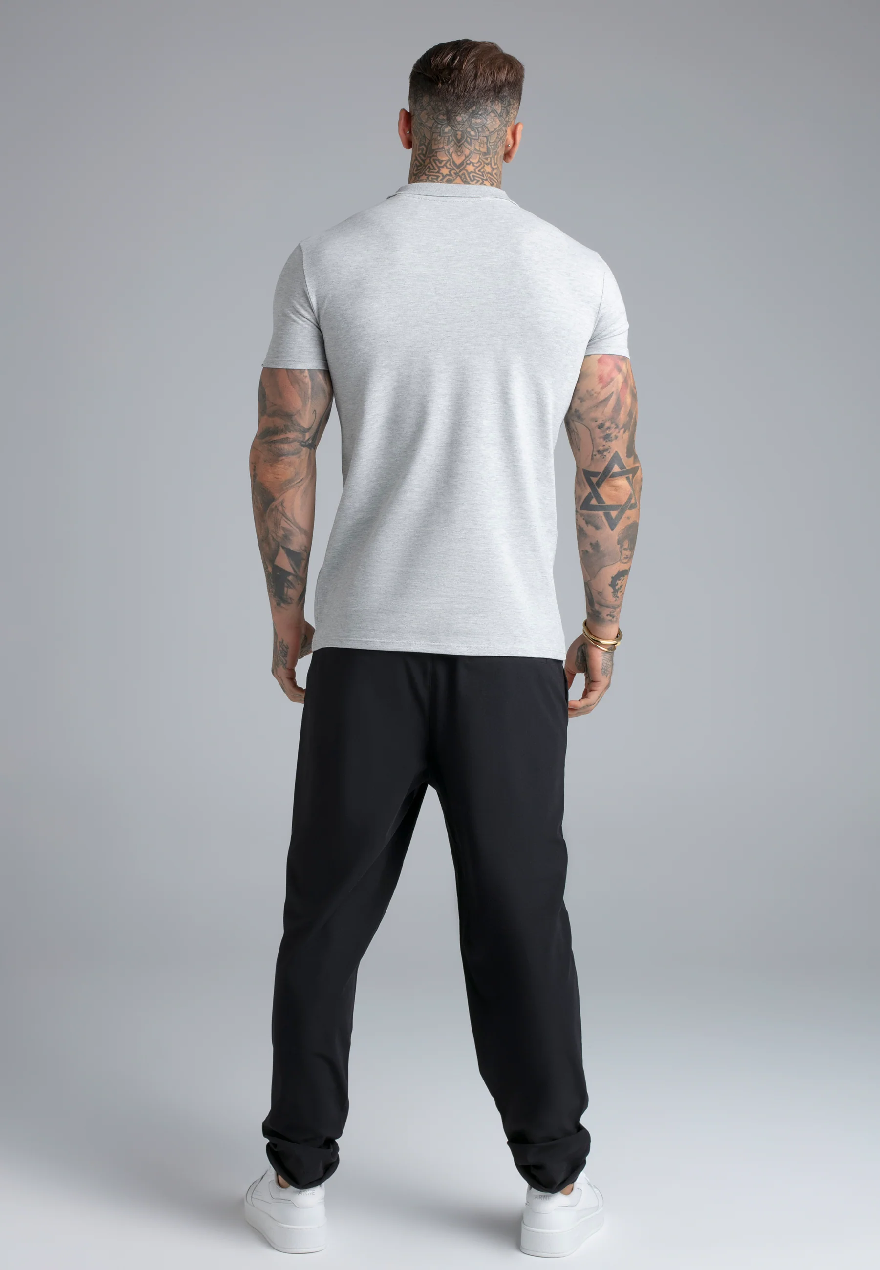 Grey Marl Polo T-Shirt - Image 5