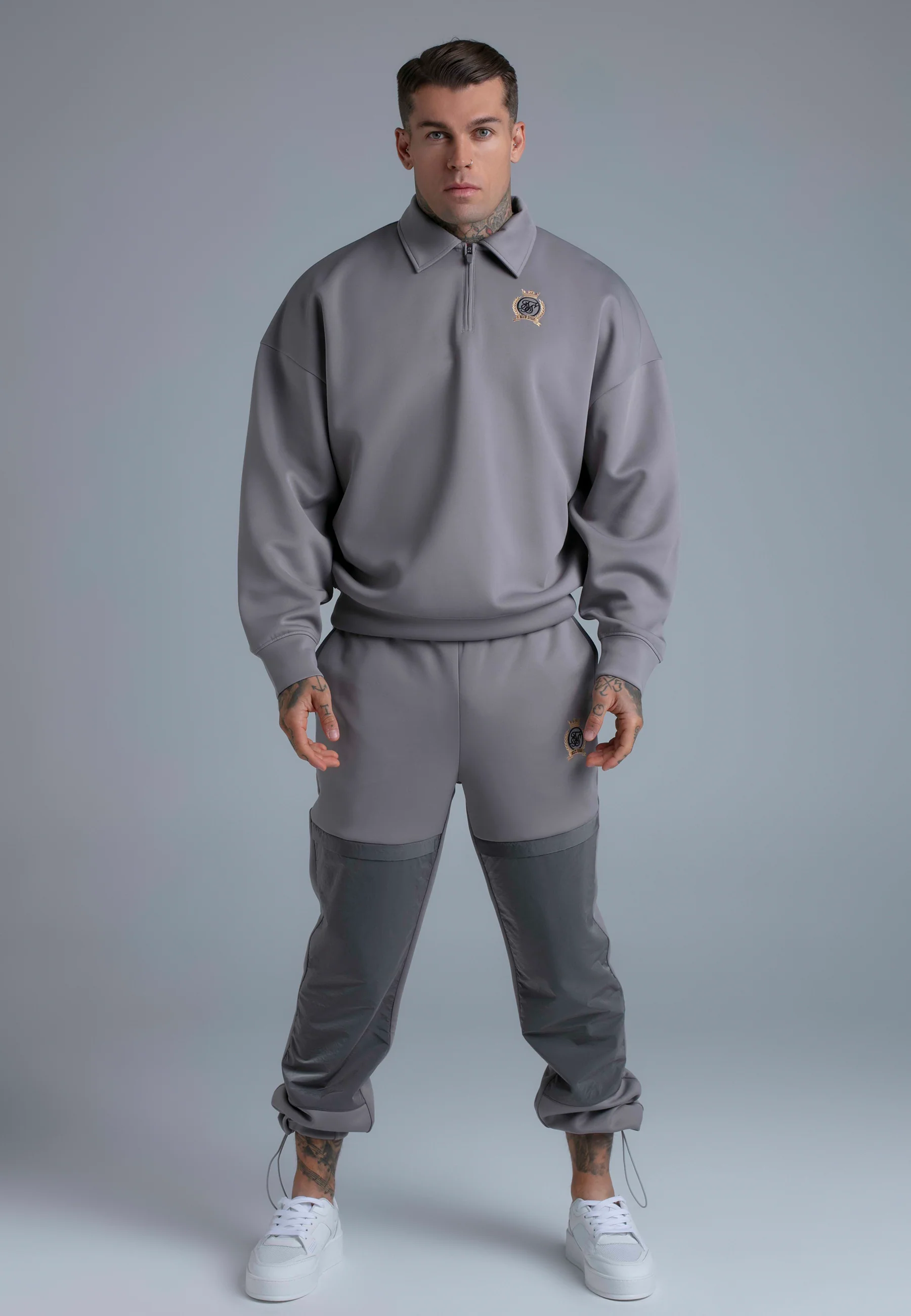 Grey Polo Zip Sweater - Image 3