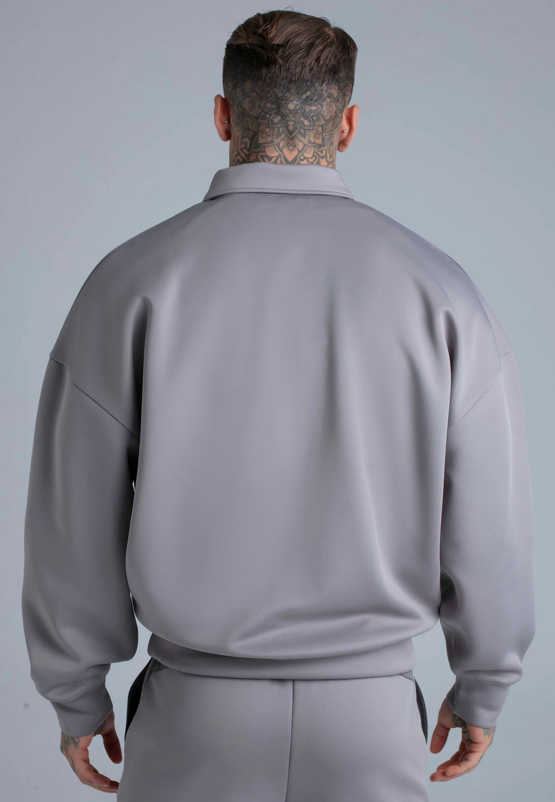 Grey Polo Zip Sweater - Image 4