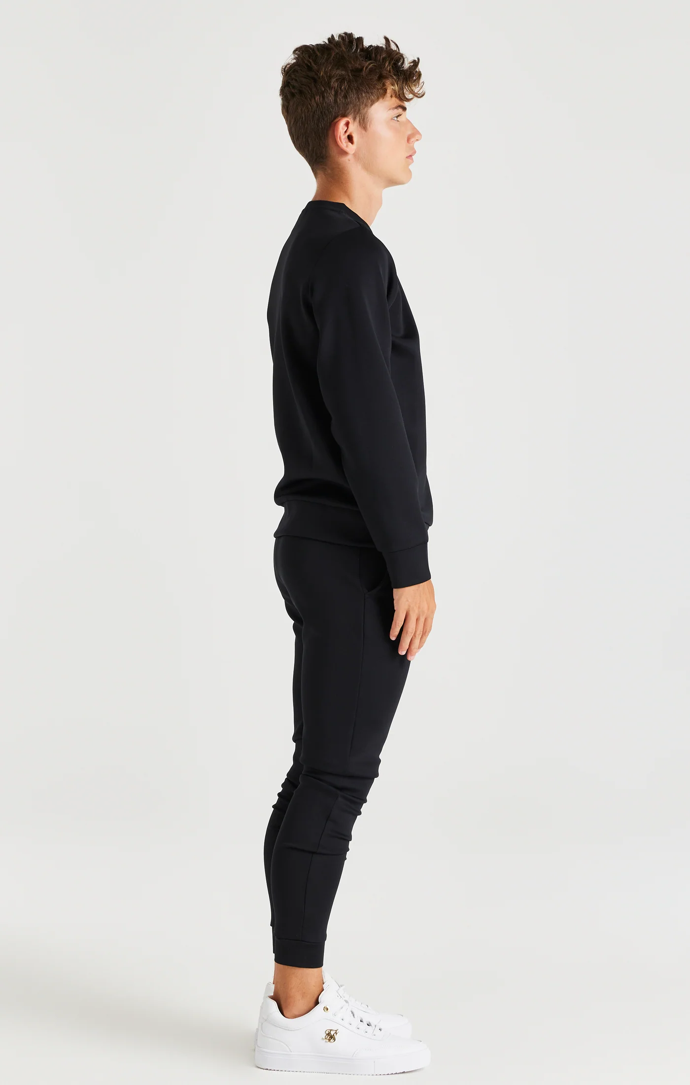 Boys Black Poly Sweatshirt Tracksuit - Image 2